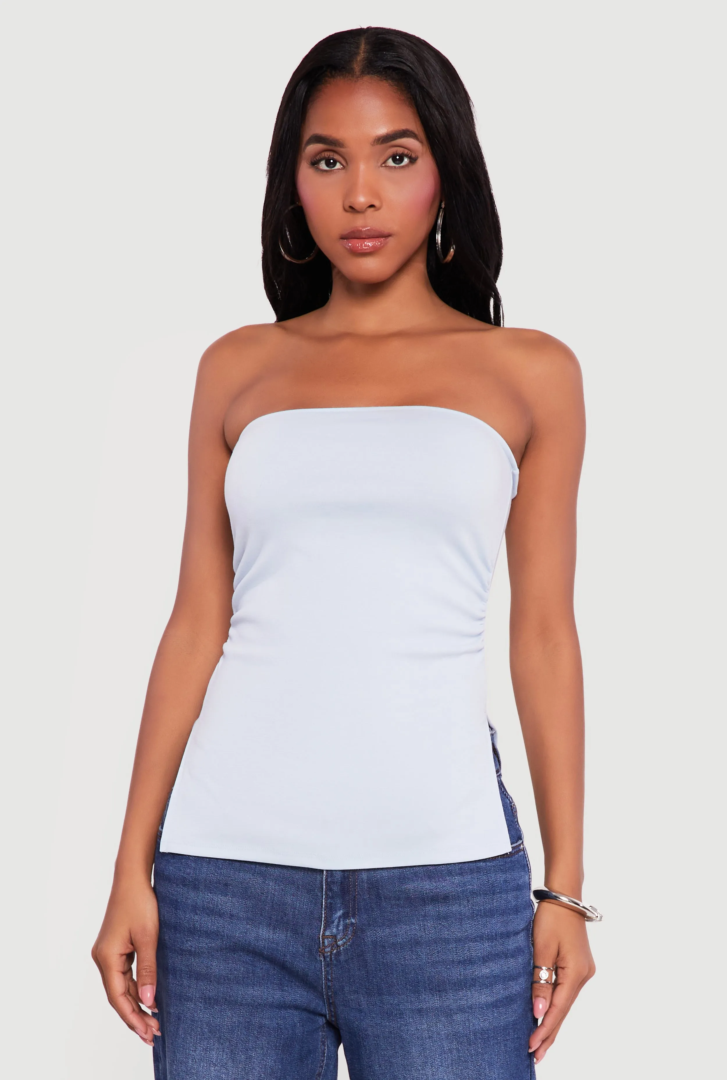 Side Ruched Split Hem Tube Top sold by Rainbow product image thumbnail 2