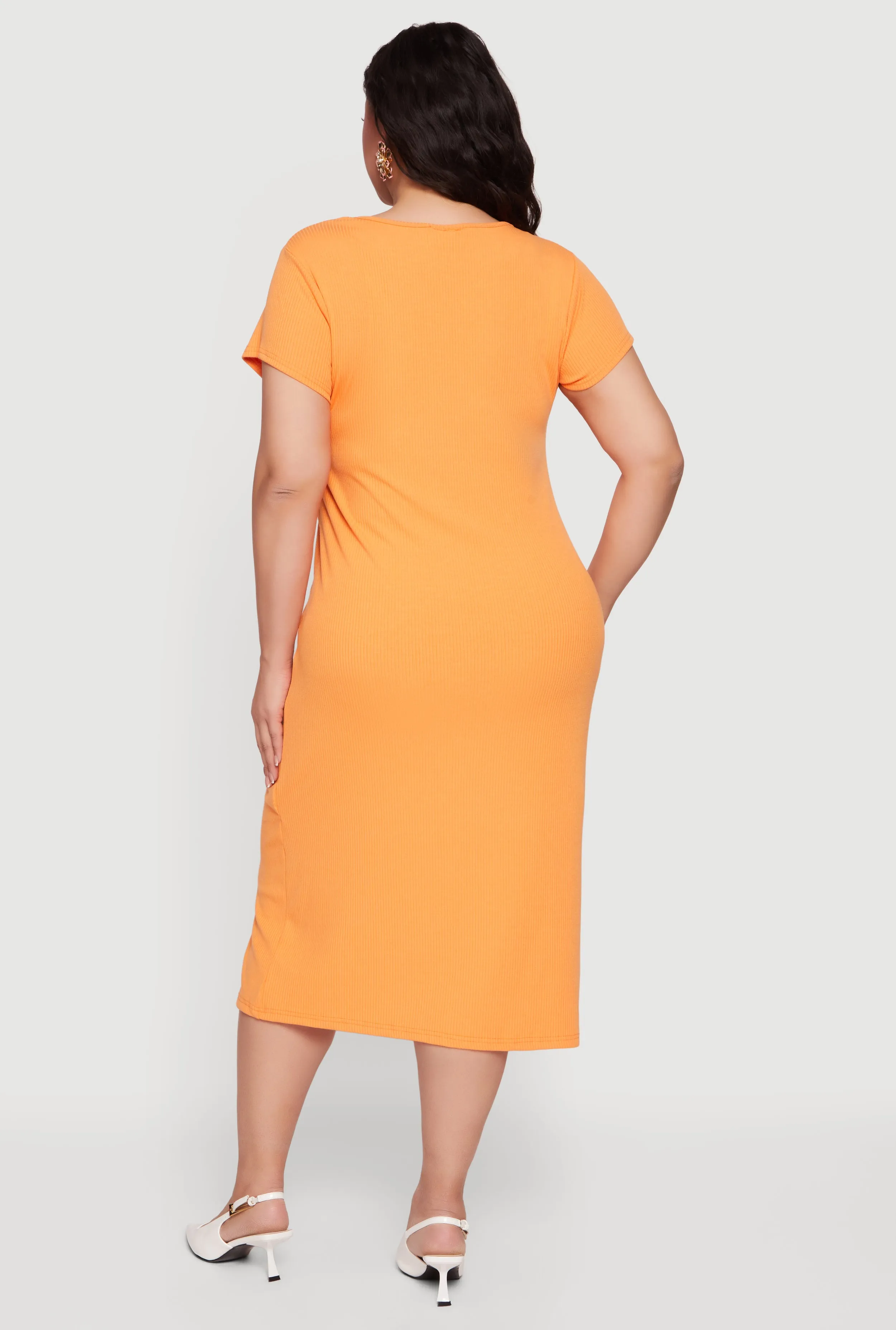 Plus Size Rib Knit Square Neck Midi Dress sold by Rainbow product image thumbnail 3