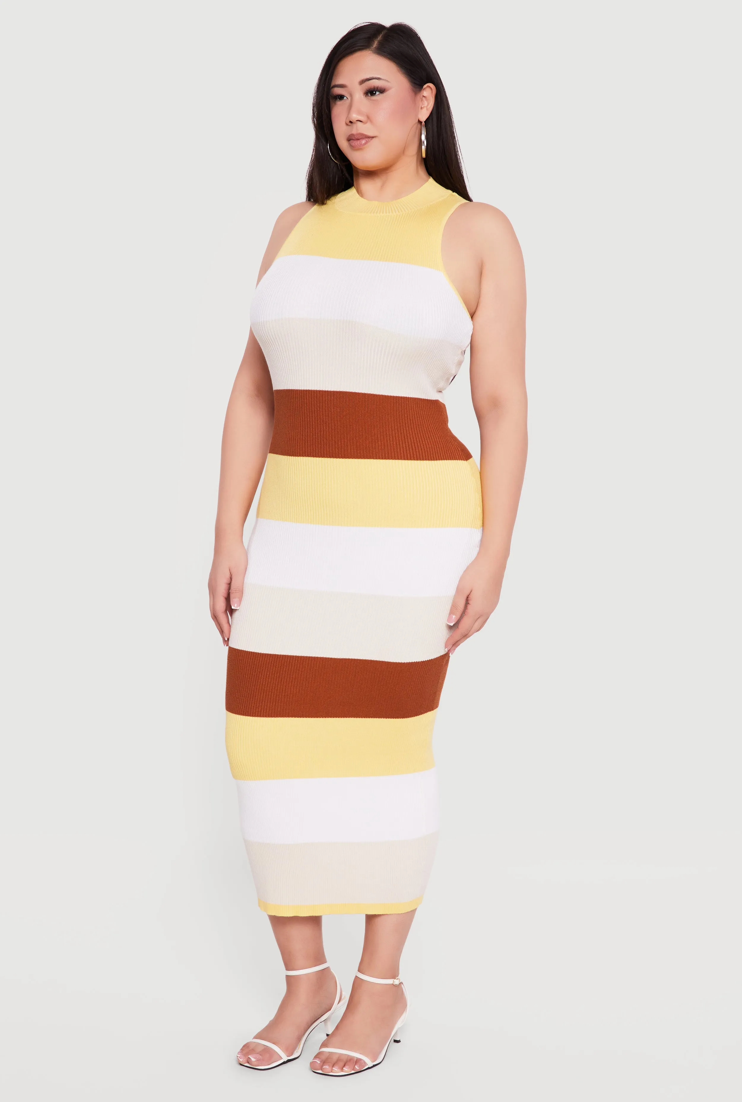 Plus Size Striped Sleeveless Mock Neck Sweater Dress sold by Rainbow product image thumbnail 2