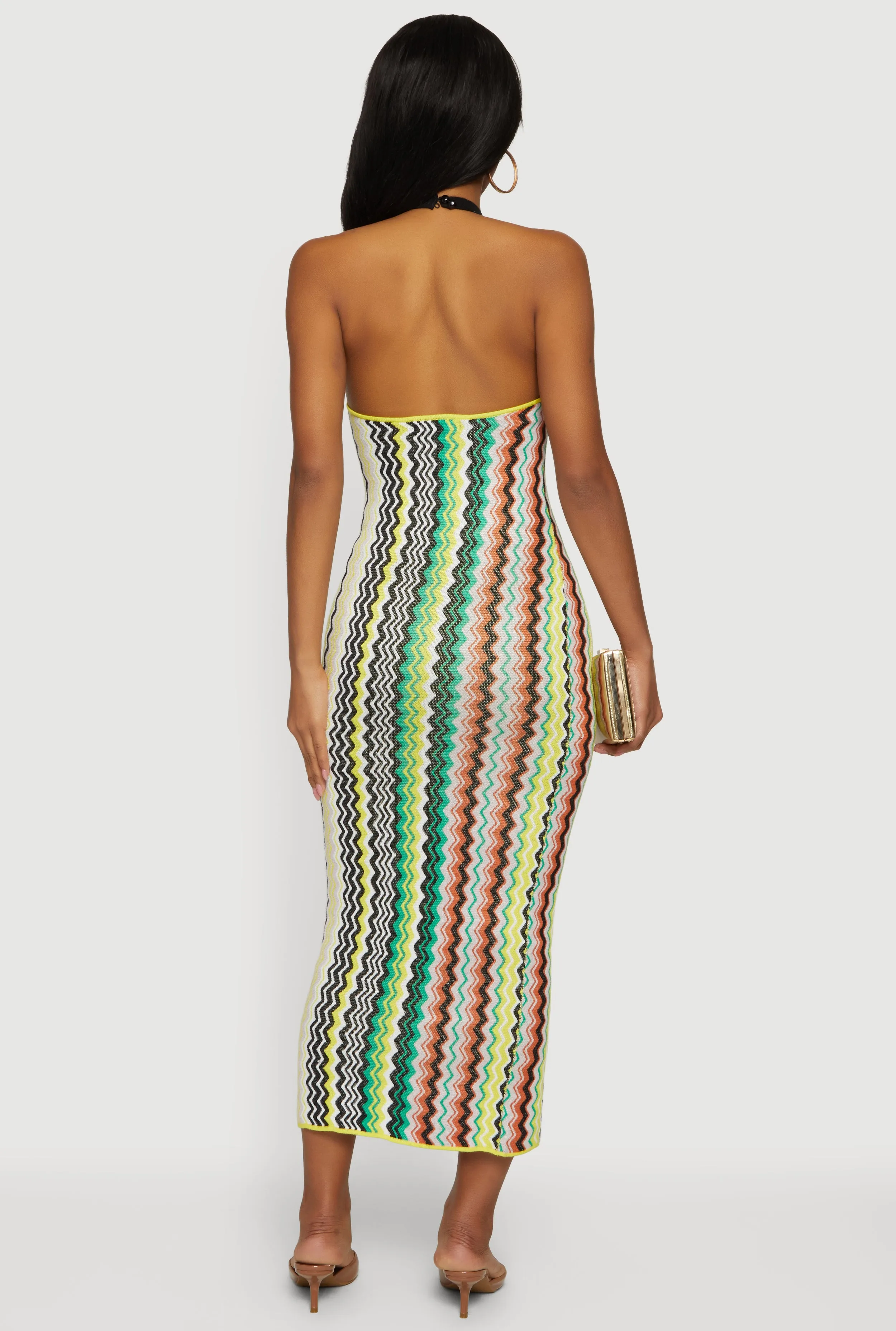 Chevron Stripe Halter Midi Dress sold by Rainbow product image thumbnail 3