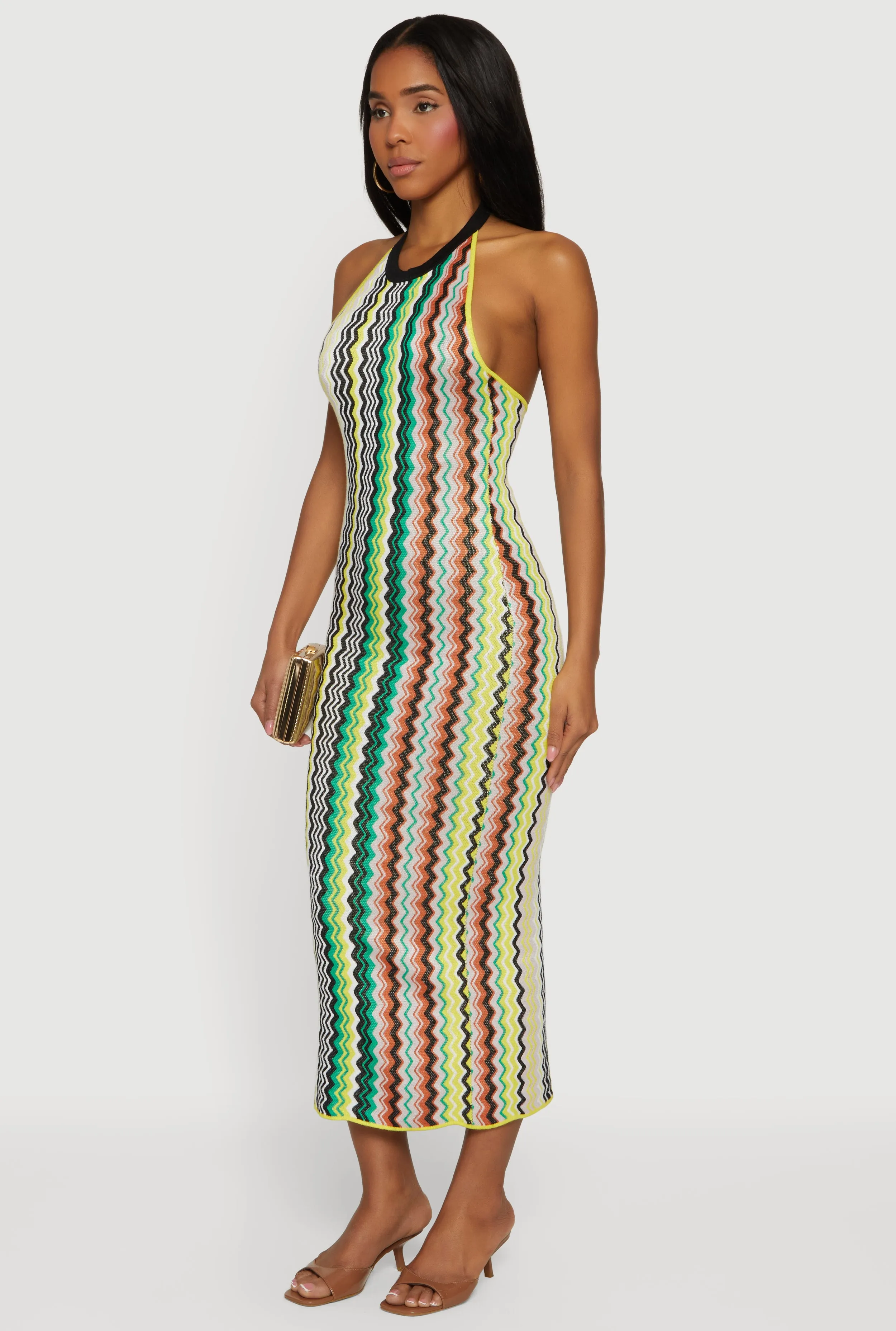 Chevron Stripe Halter Midi Dress sold by Rainbow product image thumbnail 2