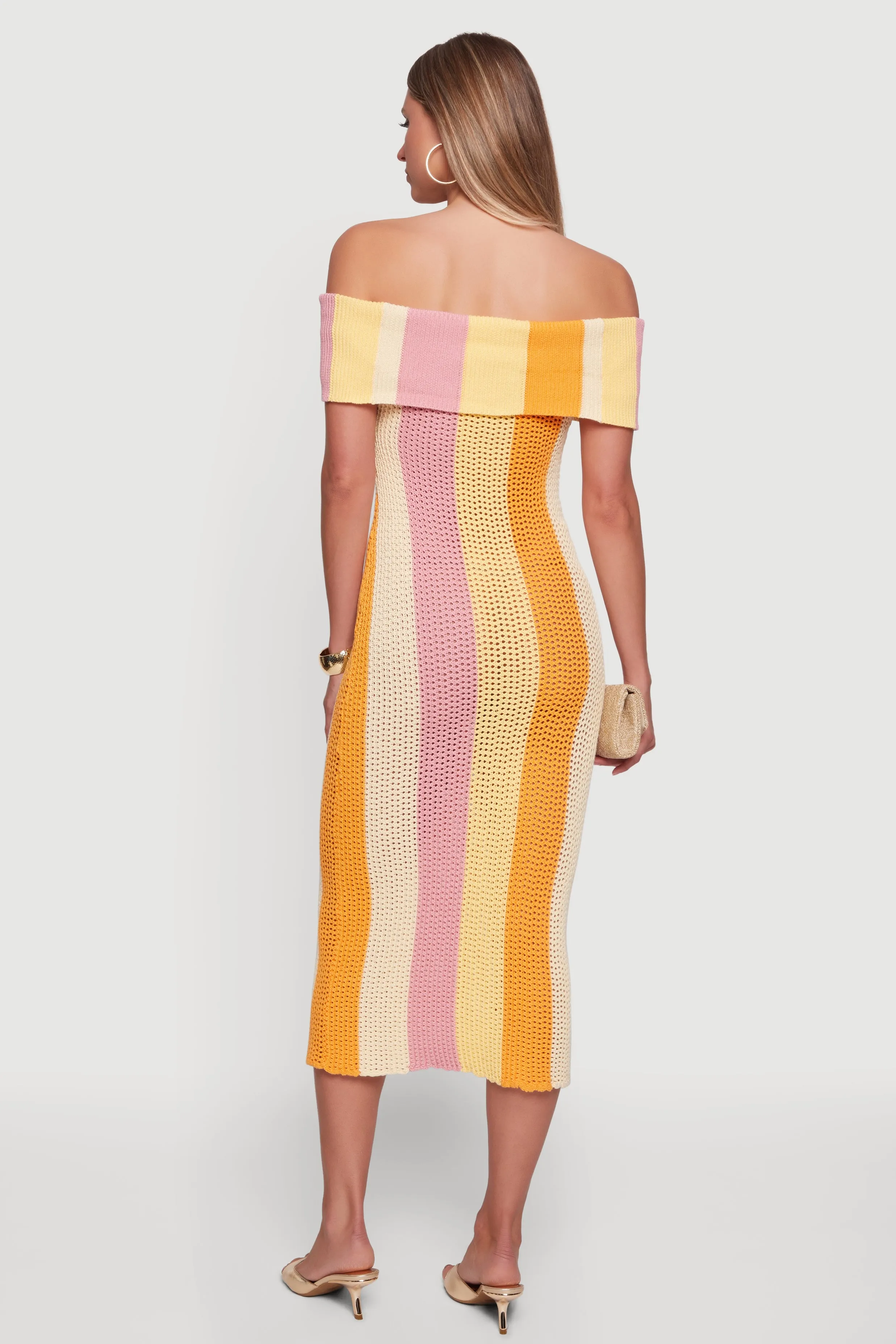 Fold Over Off The Shoulder Crochet Midi Dress sold by Rainbow product image thumbnail 3