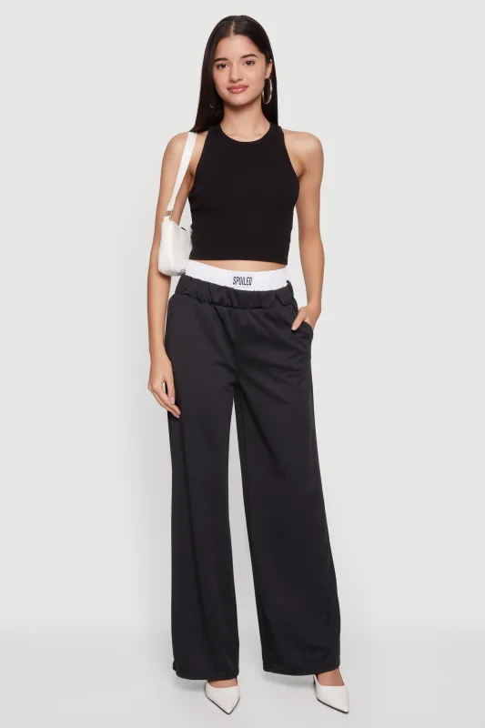 Spoiled Contrast Waistband Wide Leg Pants sold by Rainbow