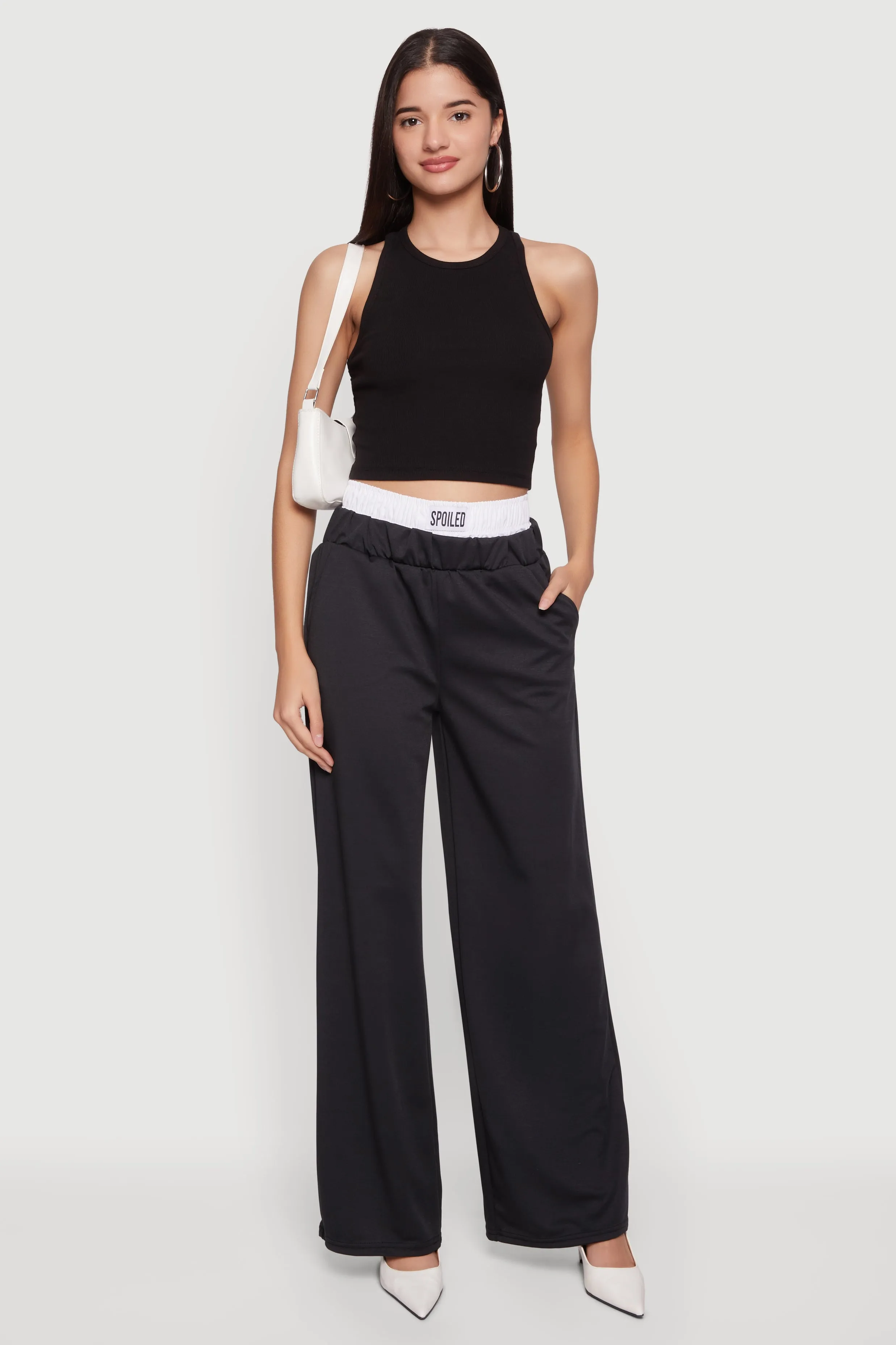 Spoiled Contrast Waistband Wide Leg Pants sold by Rainbow