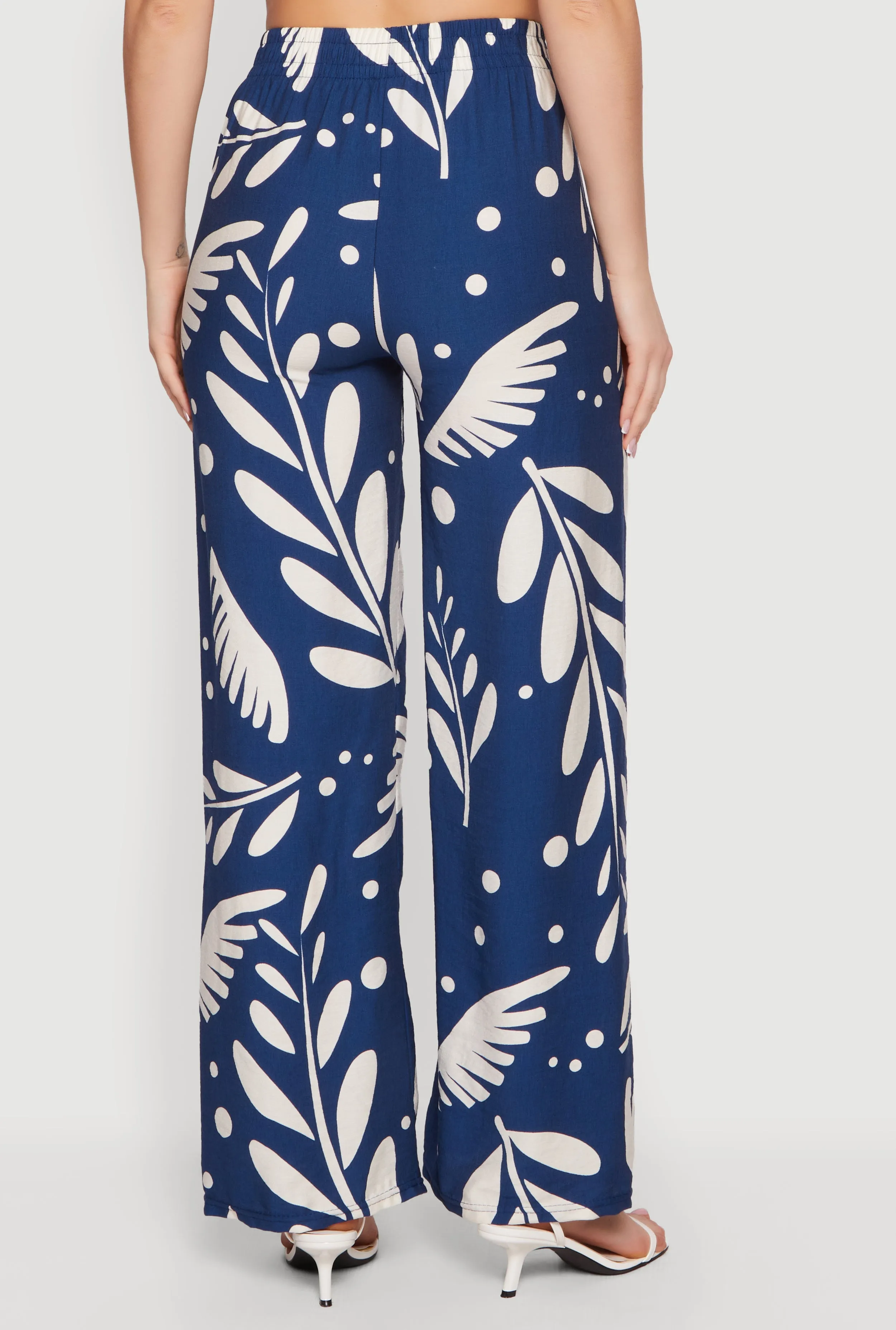 Floral Print Crepe Knit High Waisted Pull On Pants sold by Rainbow product image thumbnail 5