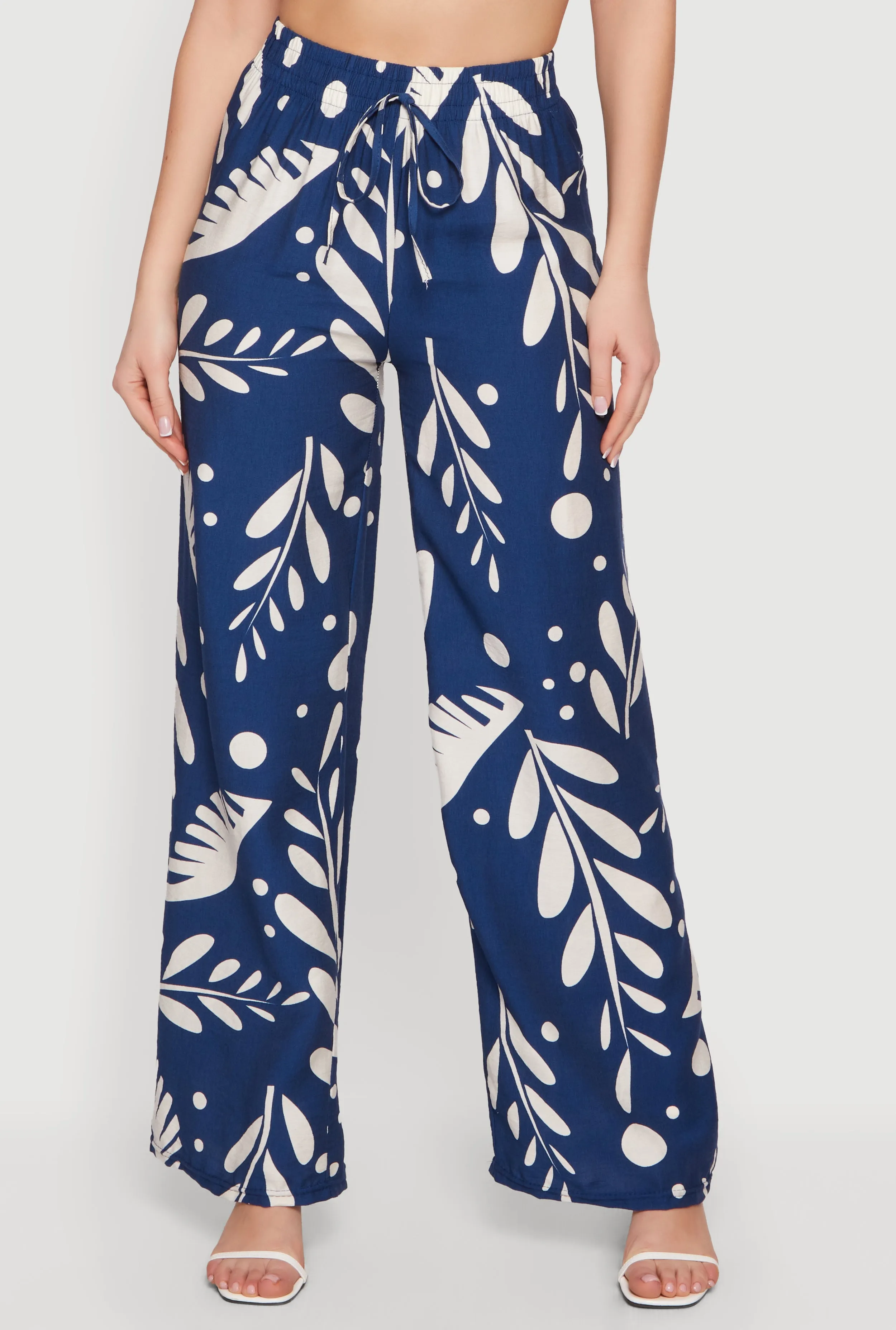 Floral Print Crepe Knit High Waisted Pull On Pants sold by Rainbow product image thumbnail 3