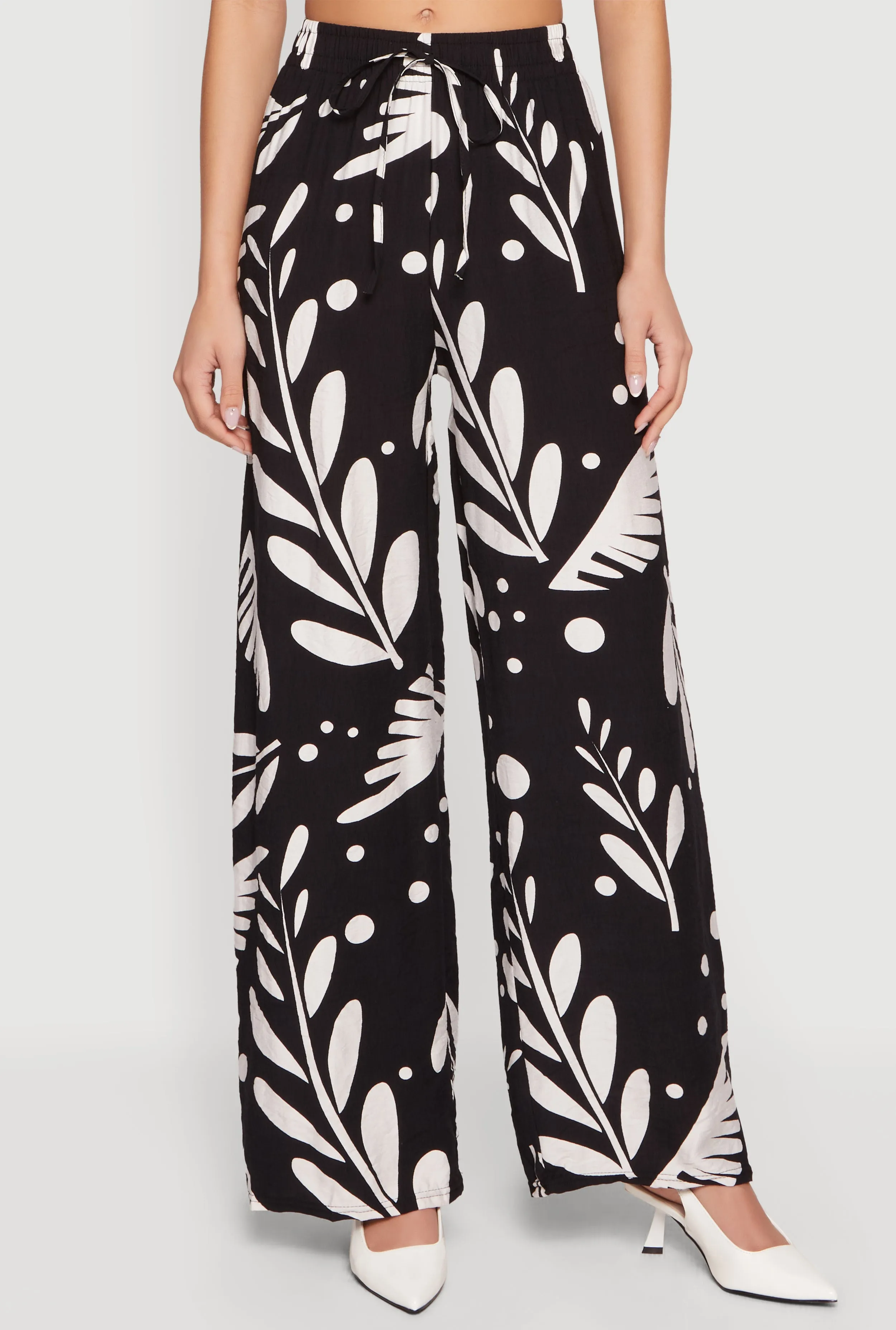Floral Print Crepe Knit High Waisted Pull On Pants sold by Rainbow product image thumbnail 3