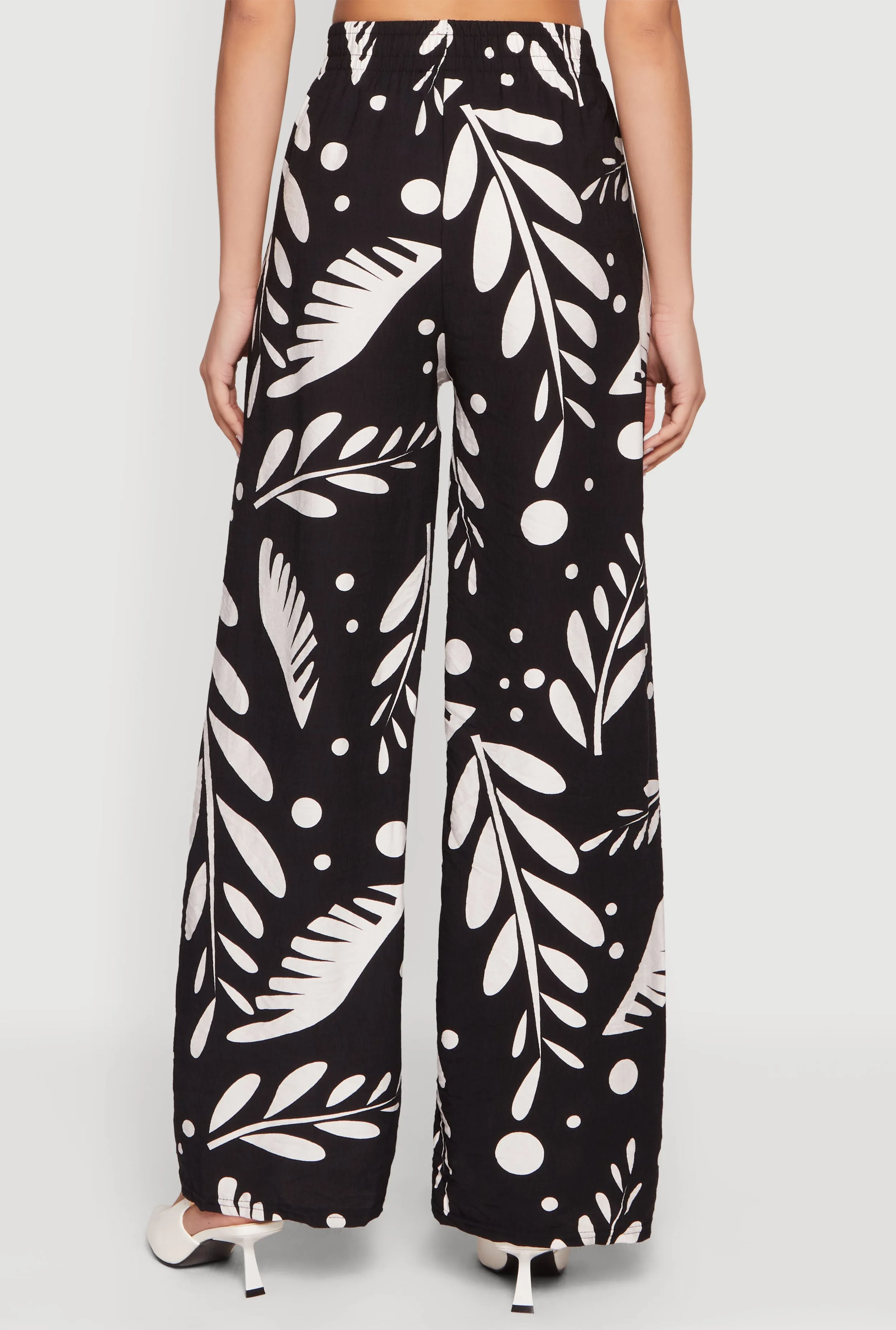 Floral Print Crepe Knit High Waisted Pull On Pants sold by Rainbow product image thumbnail 5