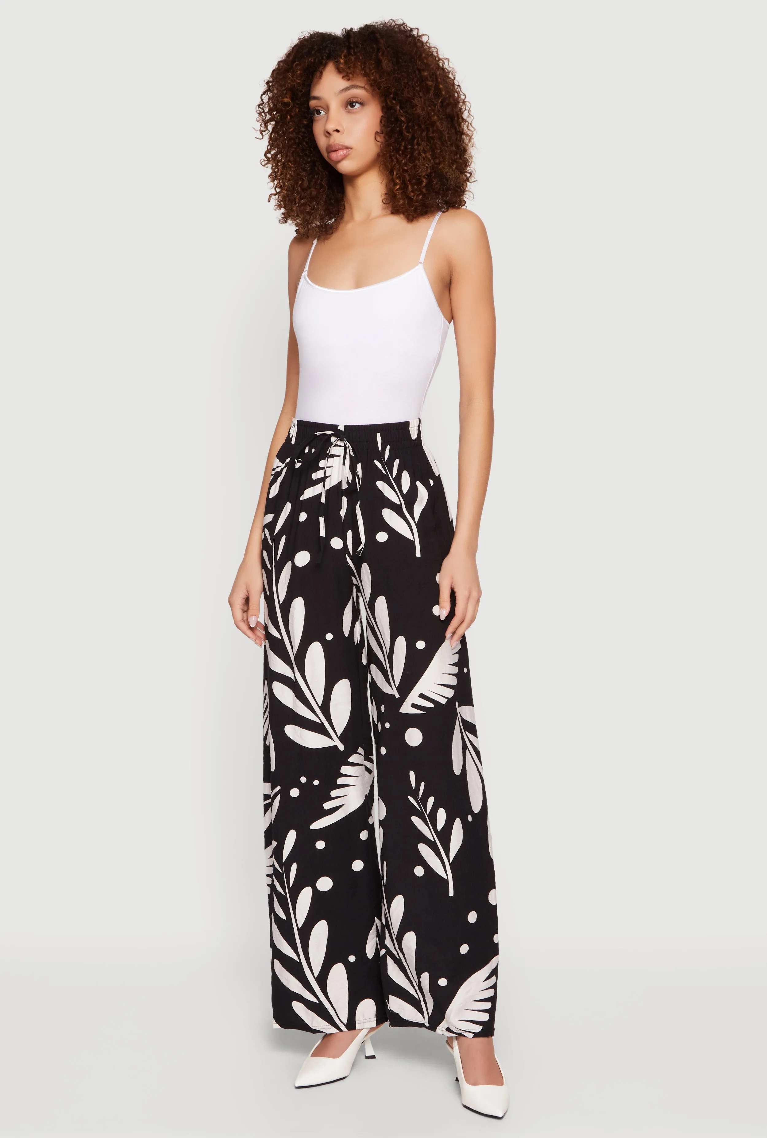 Floral Print Crepe Knit High Waisted Pull On Pants sold by Rainbow product image thumbnail 2