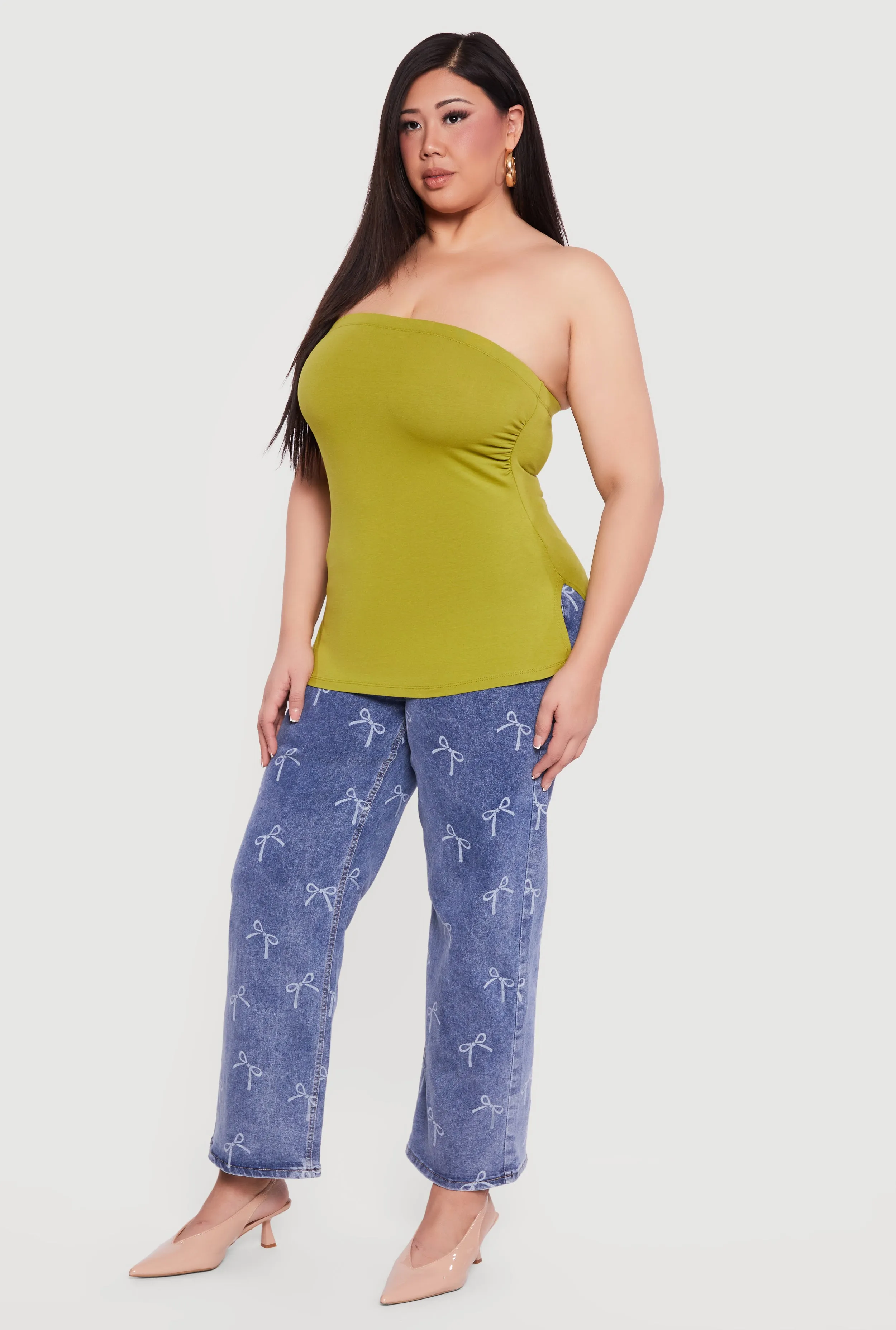 Plus Size Solid Side Slit Tube Top sold by Rainbow