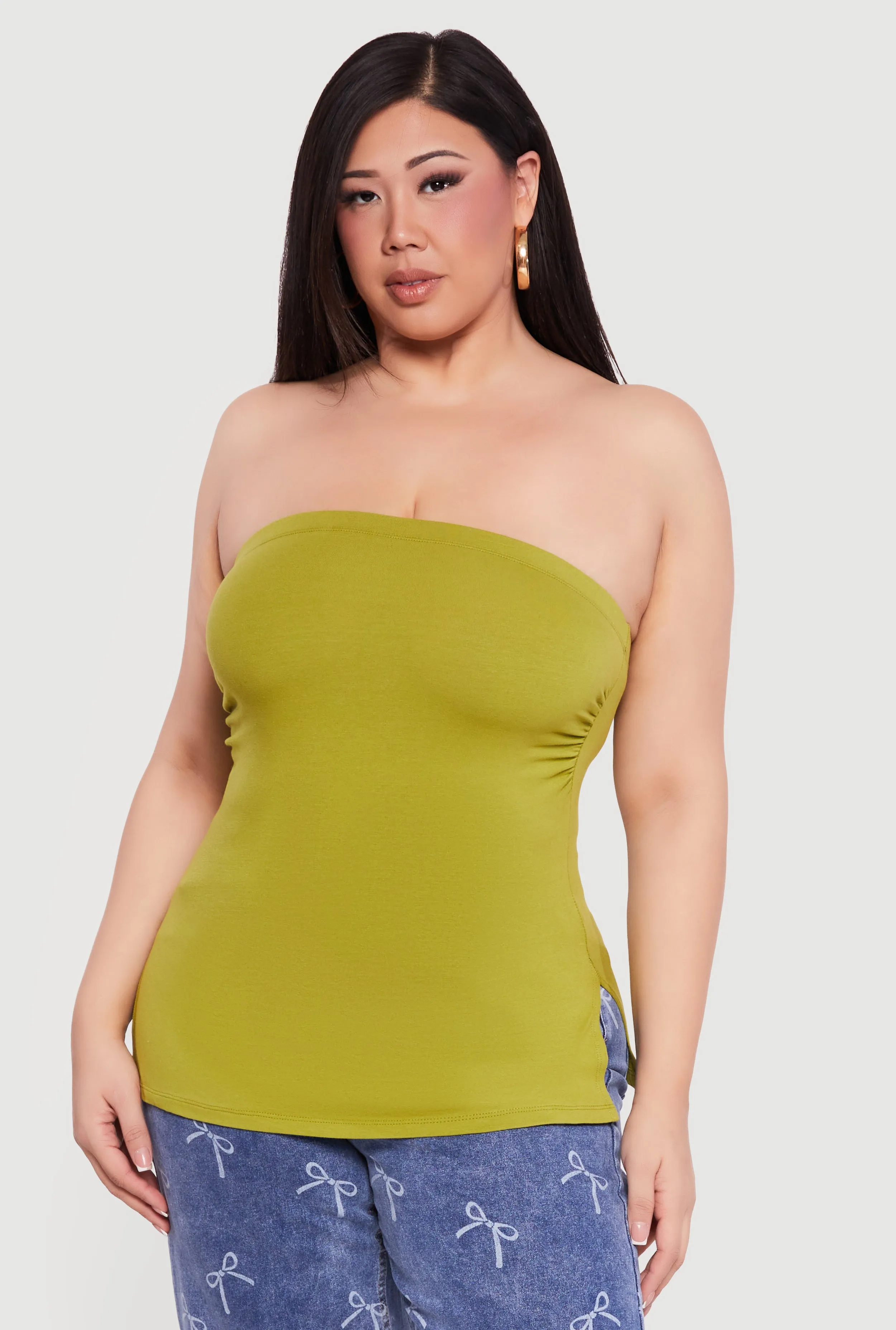 Plus Size Solid Side Slit Tube Top sold by Rainbow product image thumbnail 2