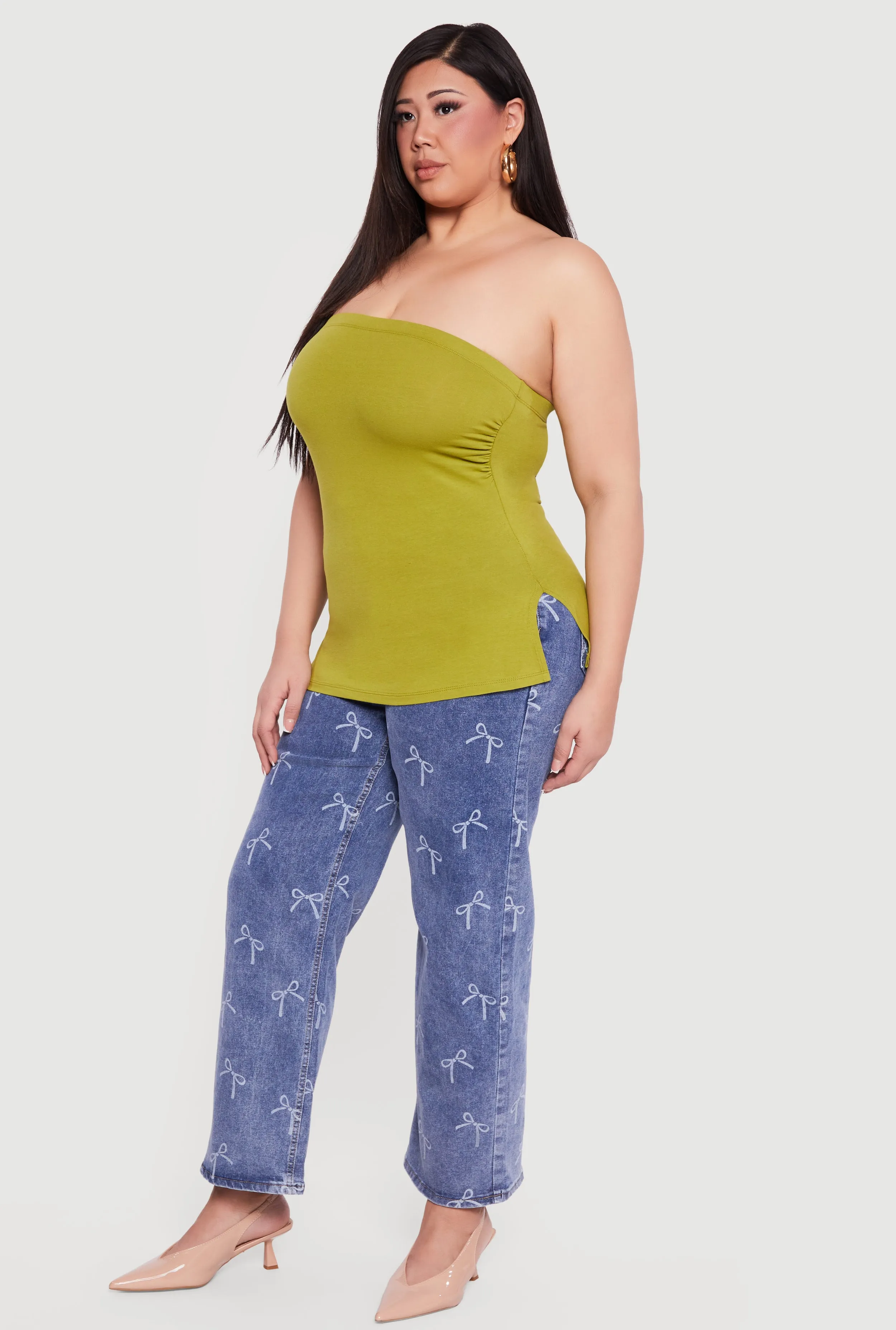 Plus Size Solid Side Slit Tube Top sold by Rainbow product image thumbnail 3