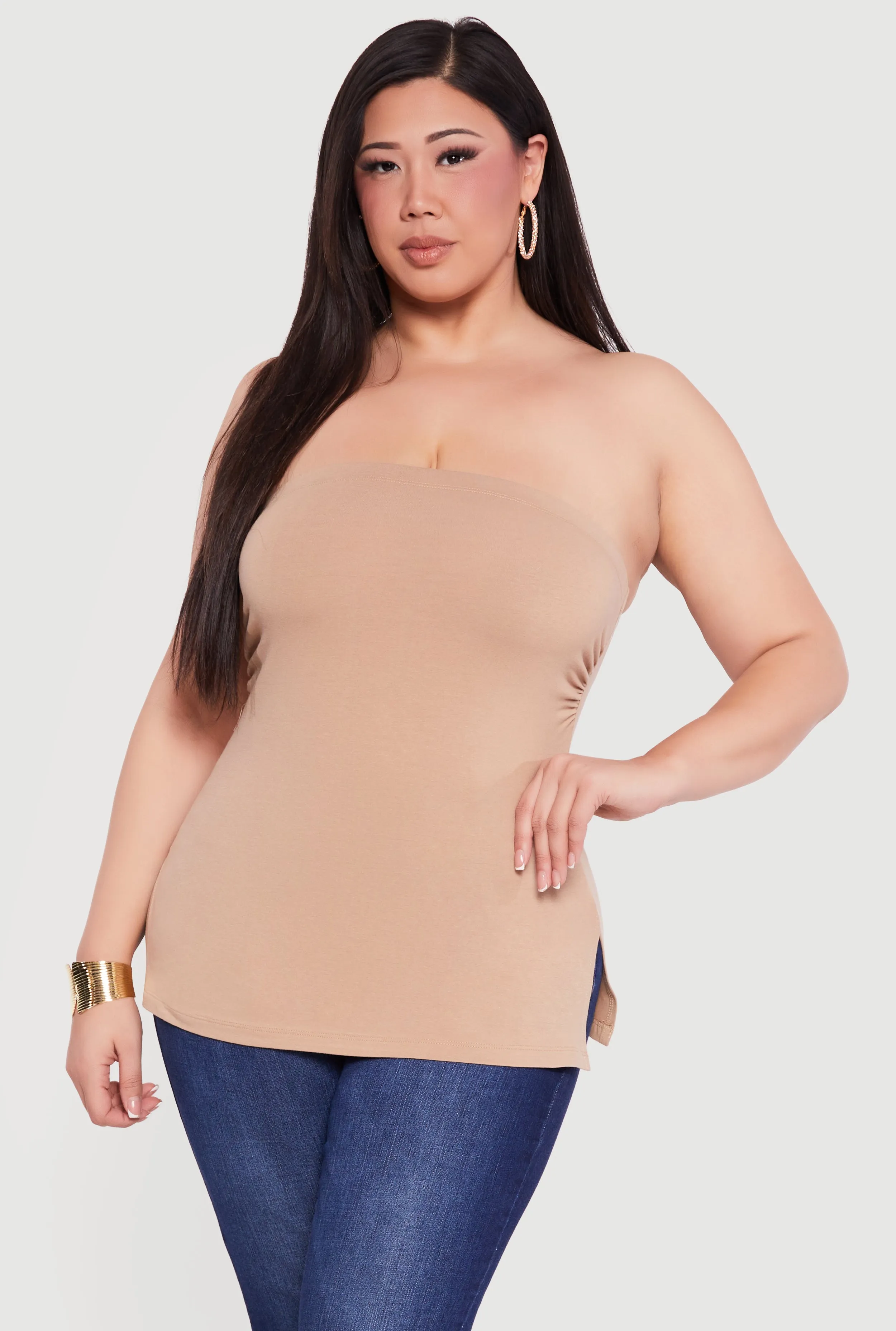 Plus Size Solid Side Slit Tube Top sold by Rainbow product image thumbnail 2