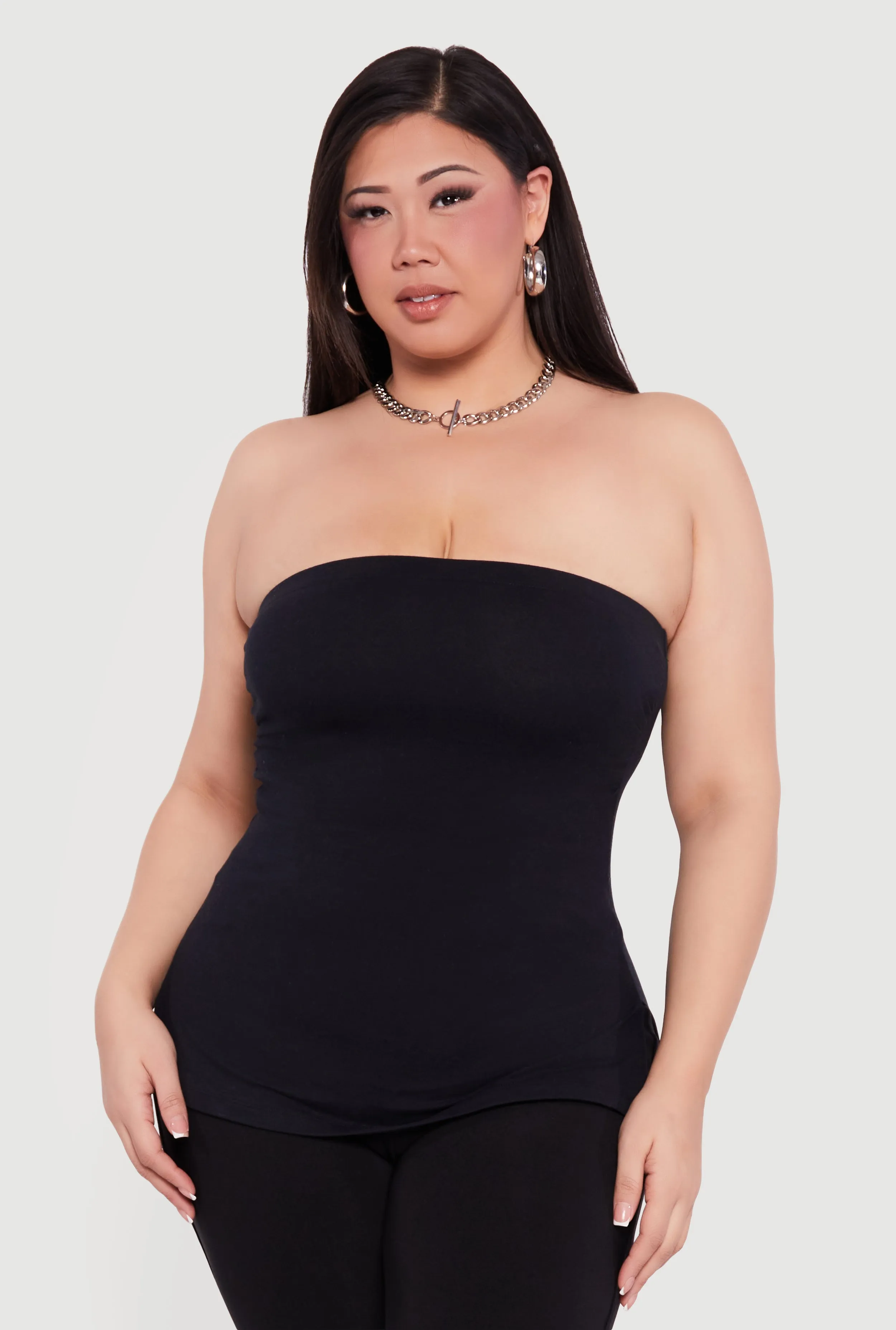 Plus Size Solid Side Slit Tube Top sold by Rainbow product image thumbnail 2