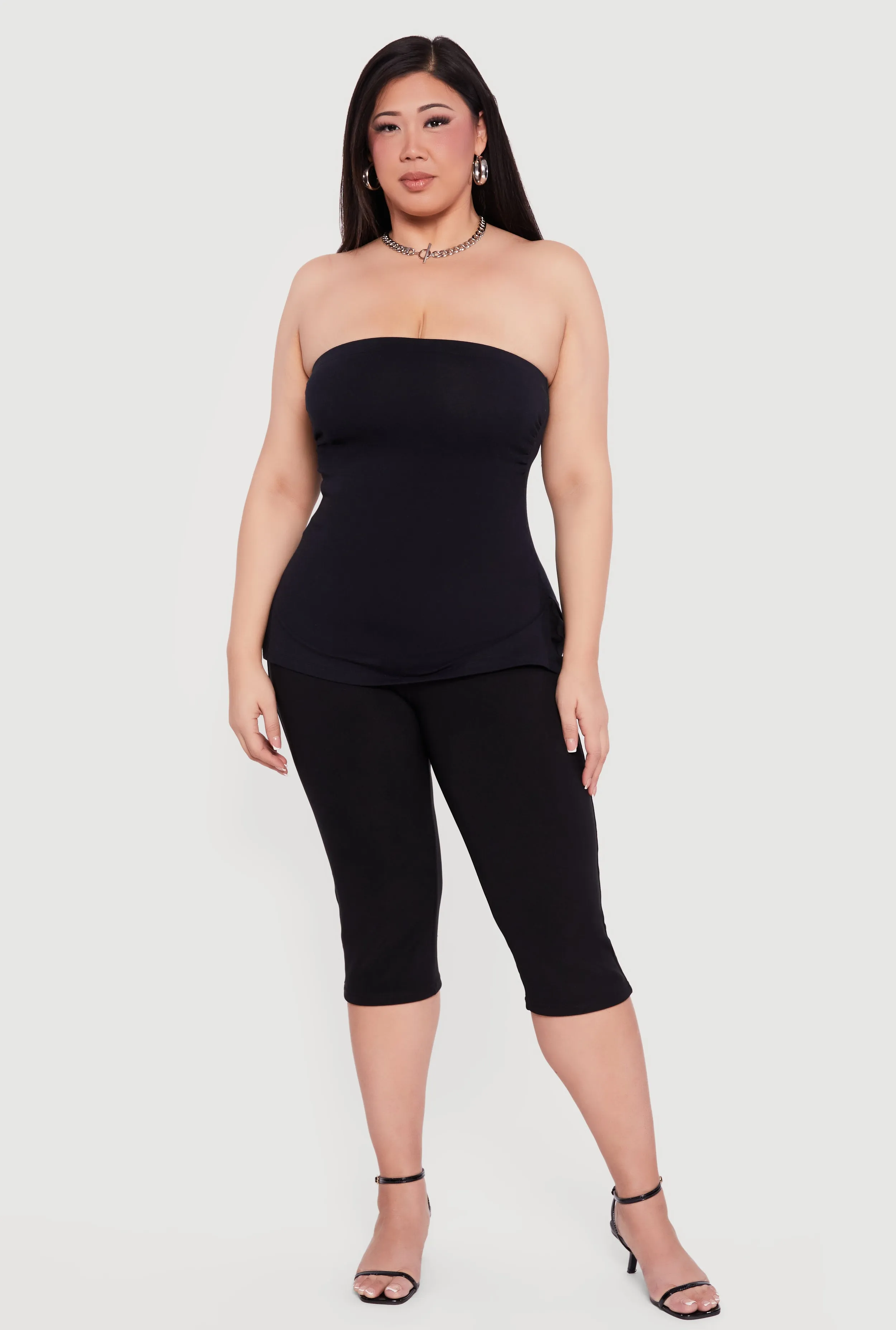 Plus Size Solid Side Slit Tube Top sold by Rainbow
