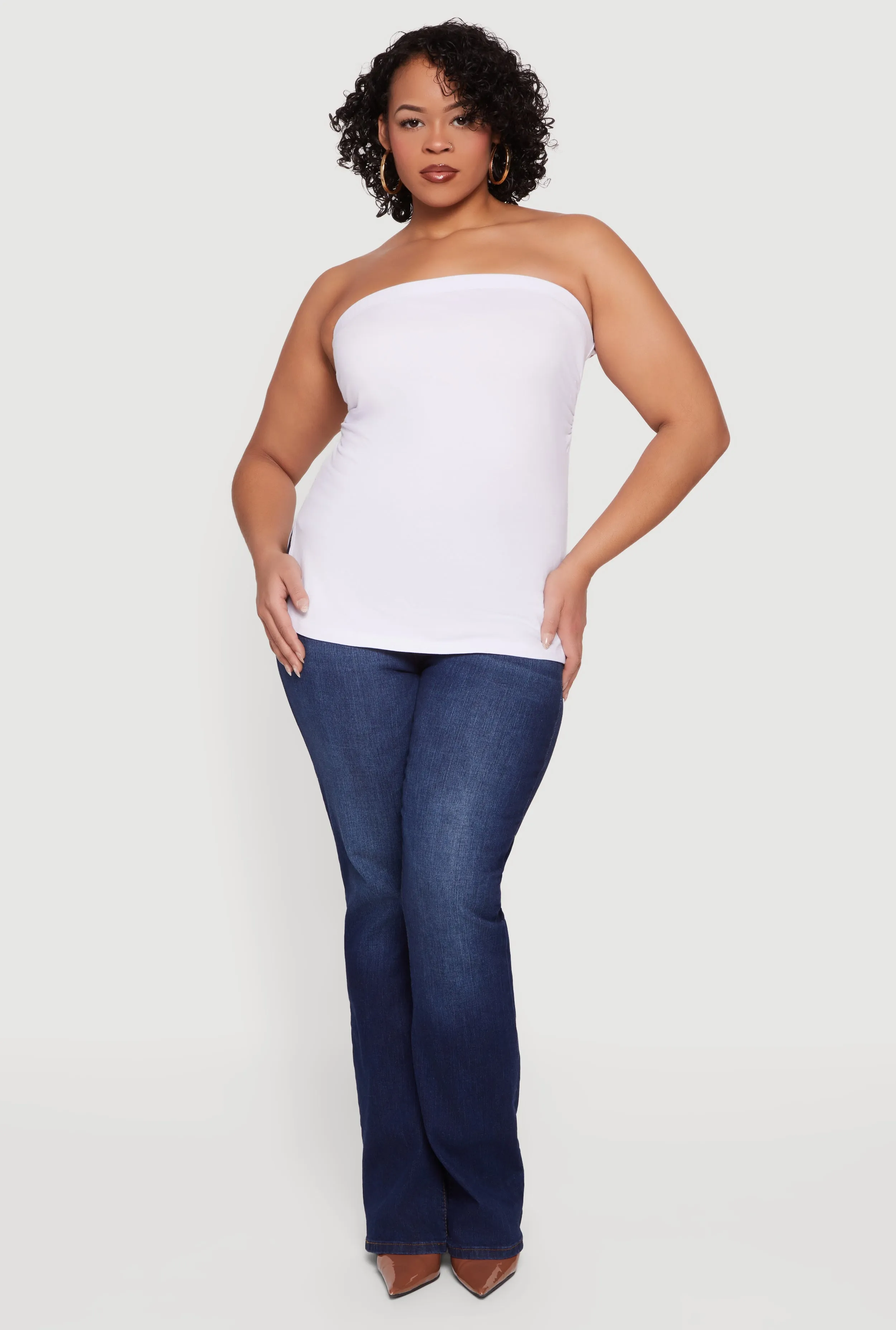 Plus Size Solid Side Slit Tube Top sold by Rainbow