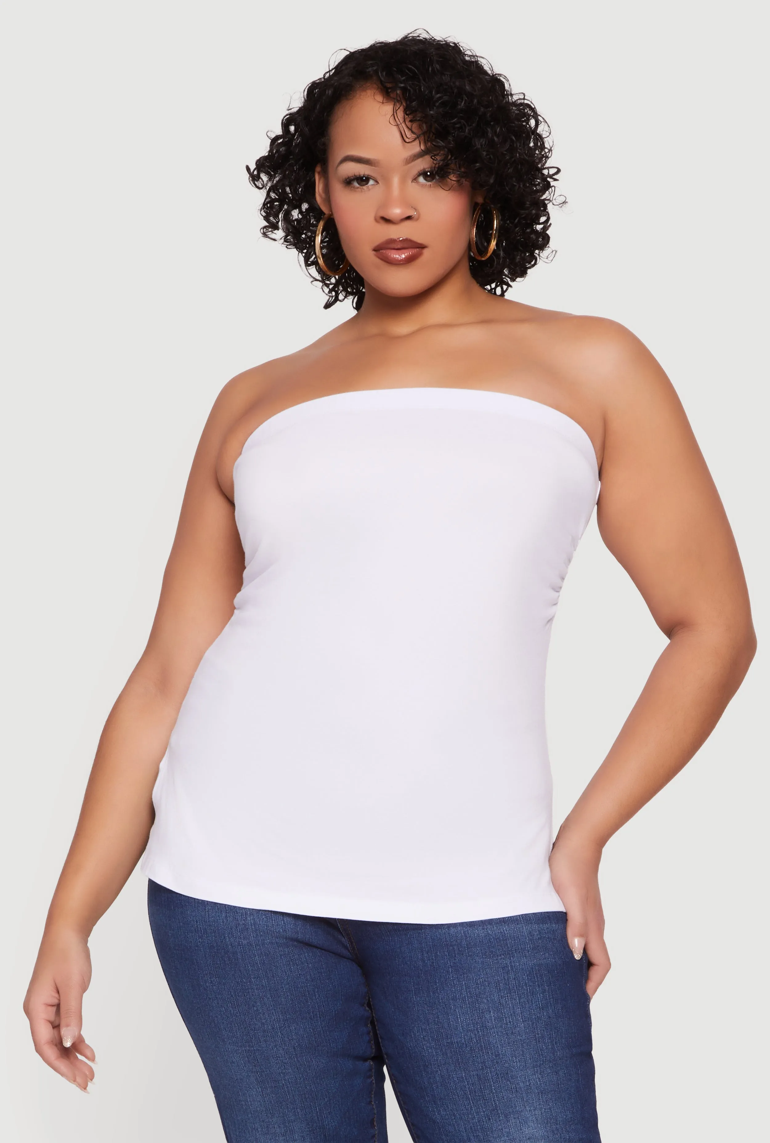 Plus Size Solid Side Slit Tube Top sold by Rainbow product image thumbnail 2