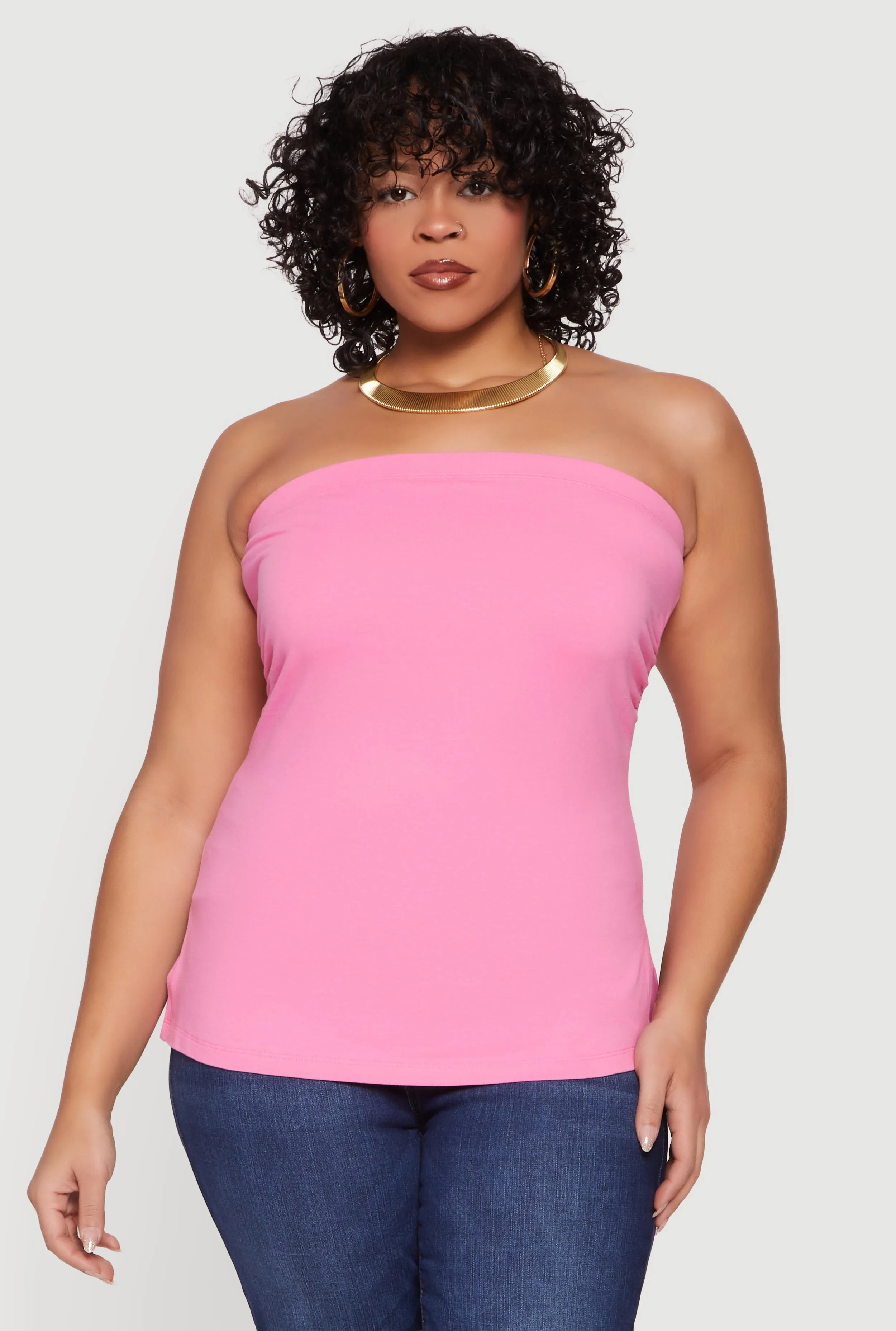 Plus Size Solid Side Slit Tube Top sold by Rainbow product image thumbnail 2