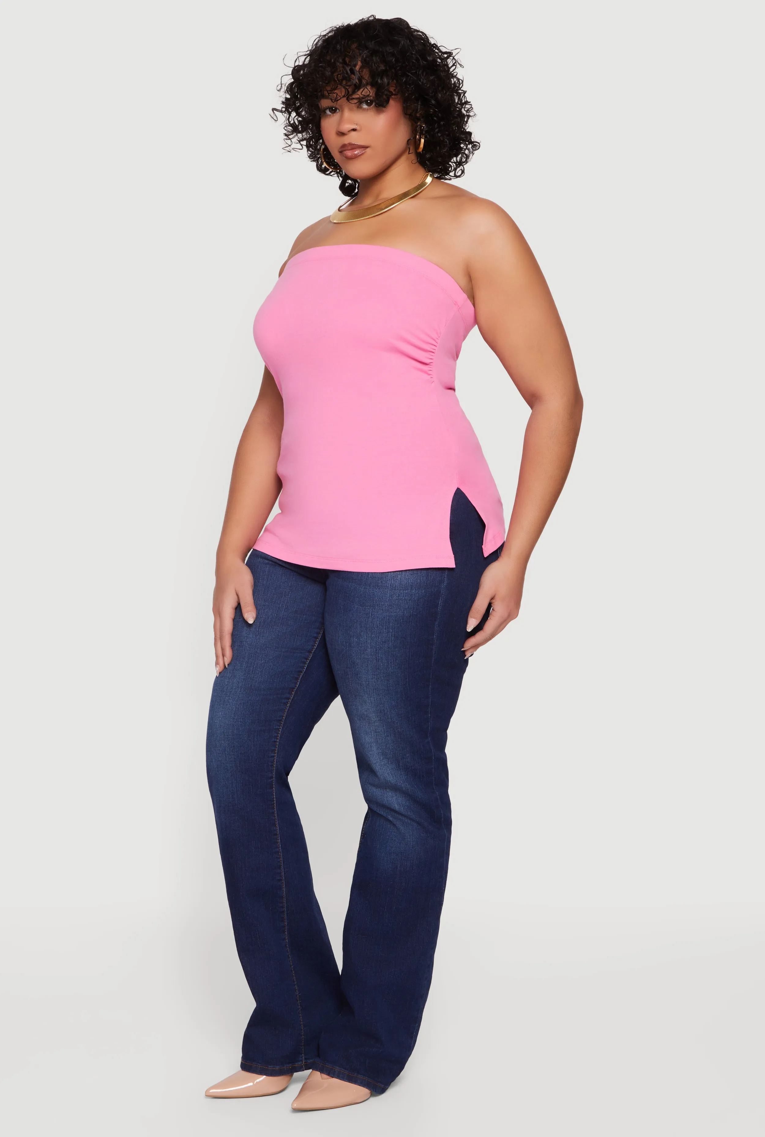 Plus Size Solid Side Slit Tube Top sold by Rainbow product image thumbnail 3