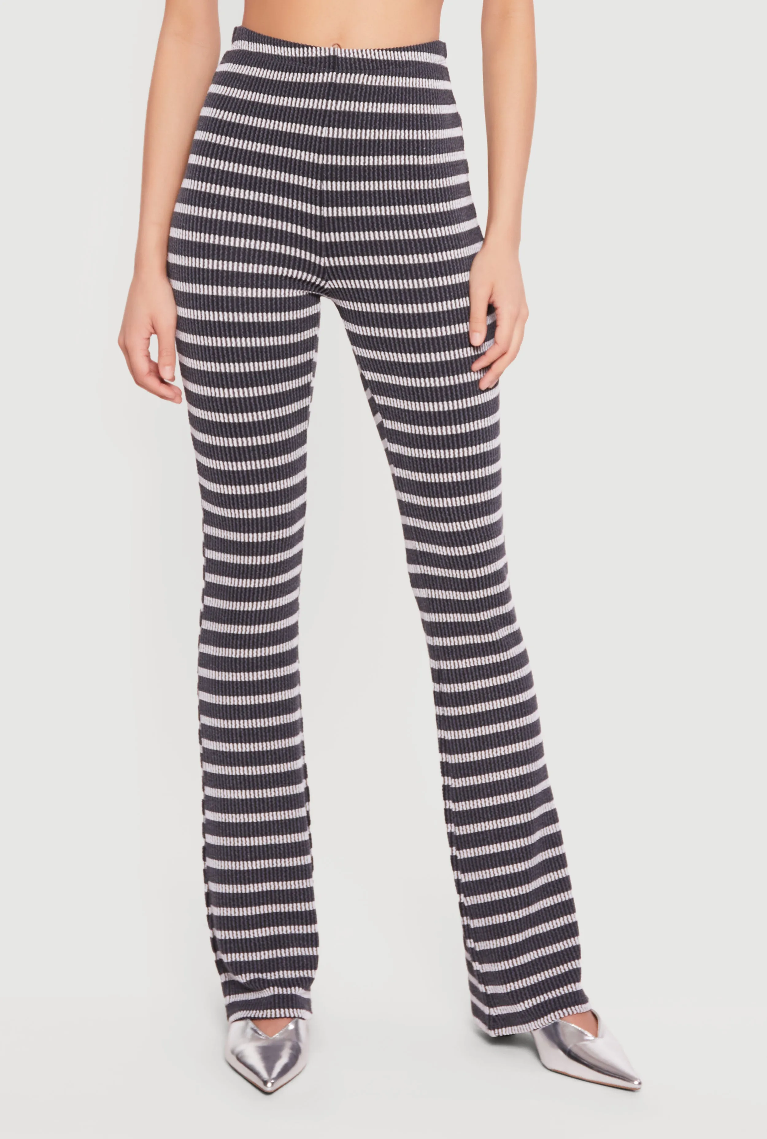 High Waisted Ribbed Knit Striped Pants sold by Rainbow product image thumbnail 3