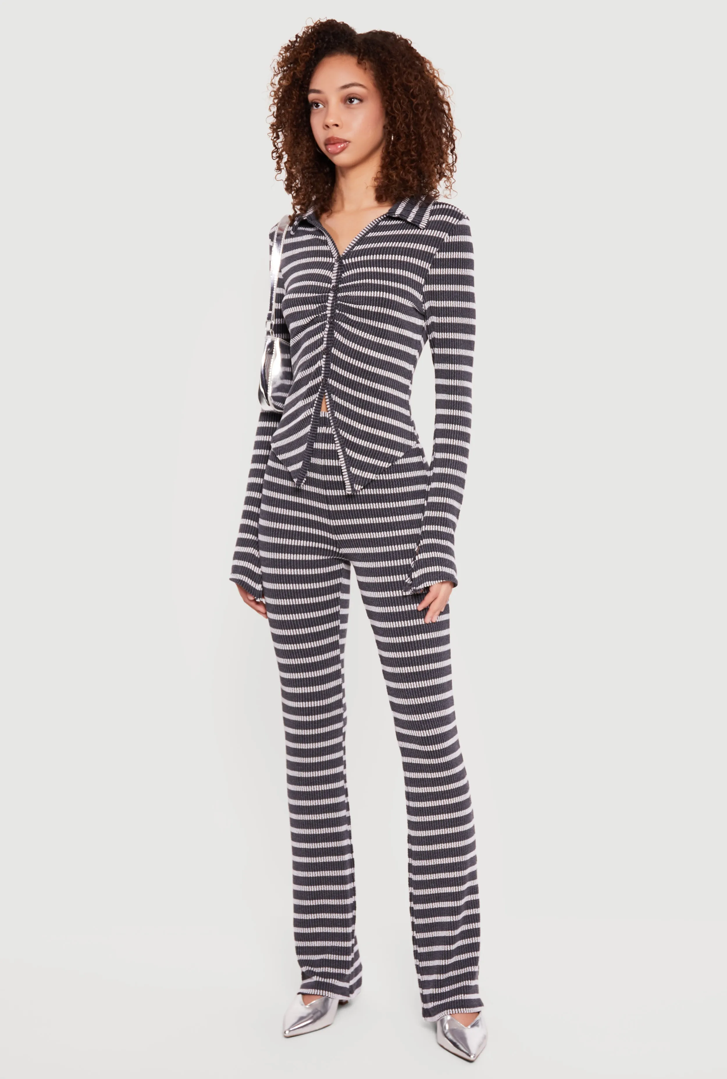 High Waisted Ribbed Knit Striped Pants sold by Rainbow product image thumbnail 2