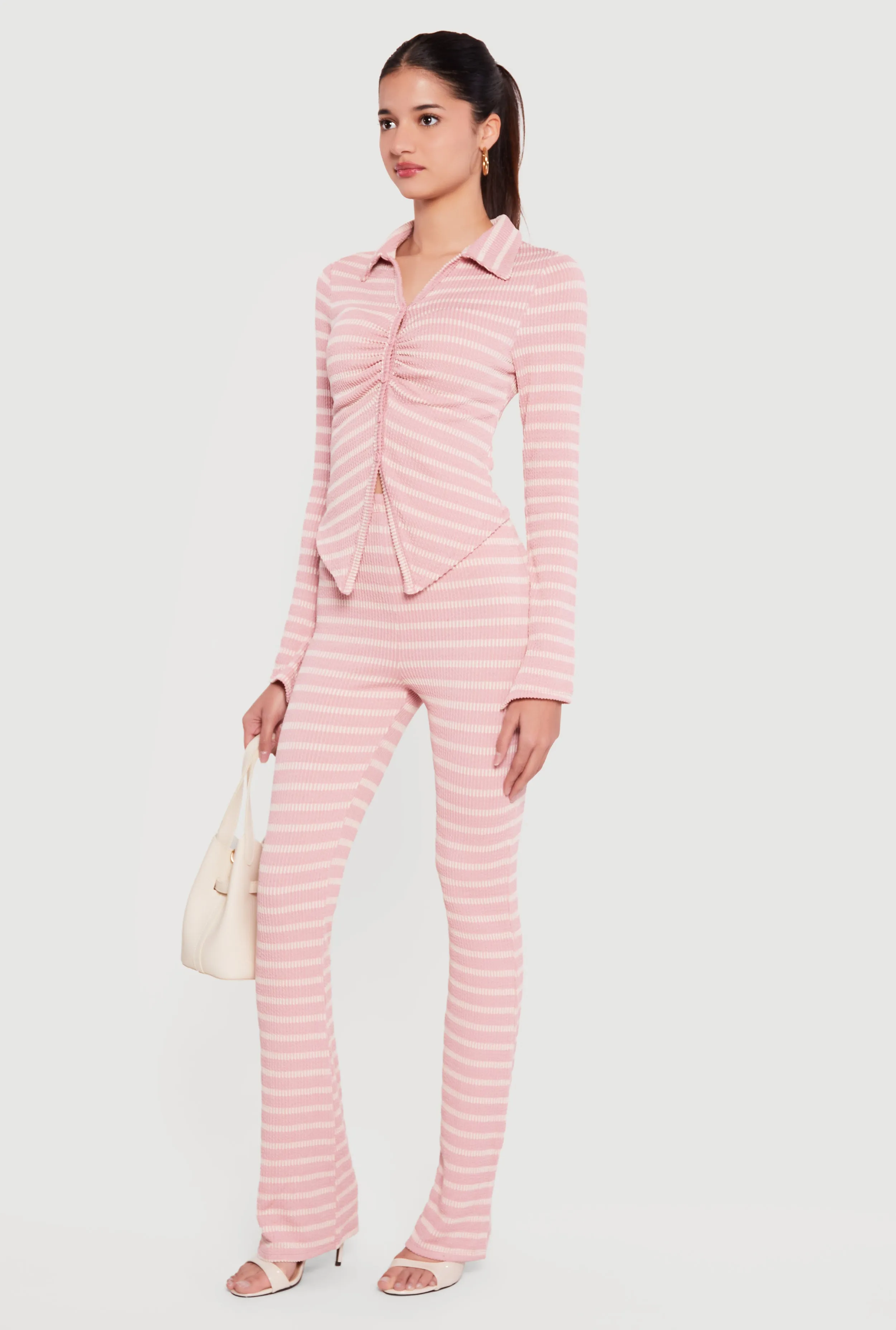 High Waisted Ribbed Knit Striped Pants sold by Rainbow product image thumbnail 2