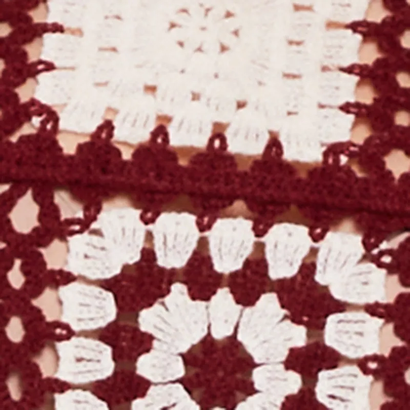Geometric Crochet Cropped Long Sleeve Sweater sold by Rainbow product image thumbnail 4