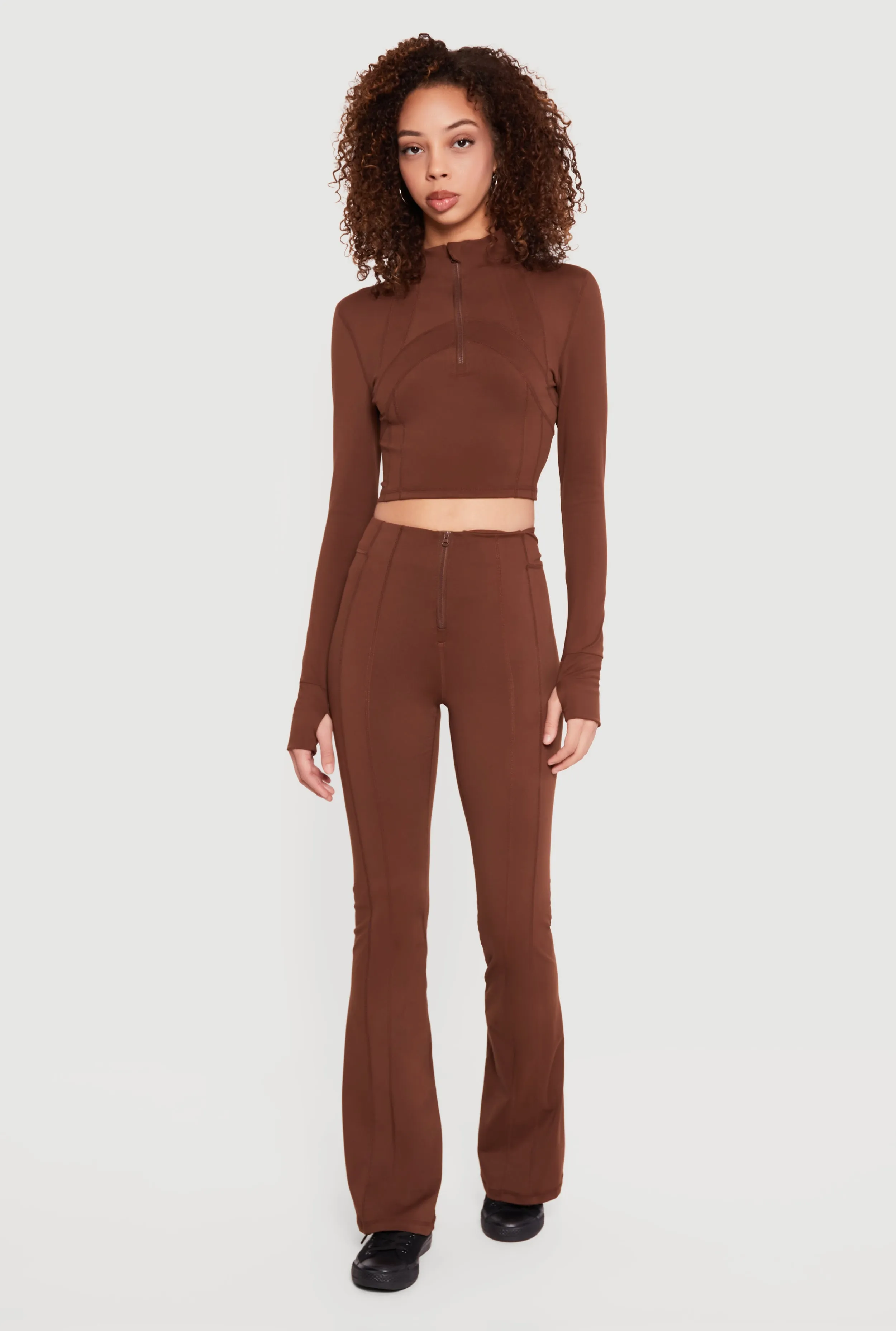 Zip Front Flare Leg Active Pants sold by Rainbow