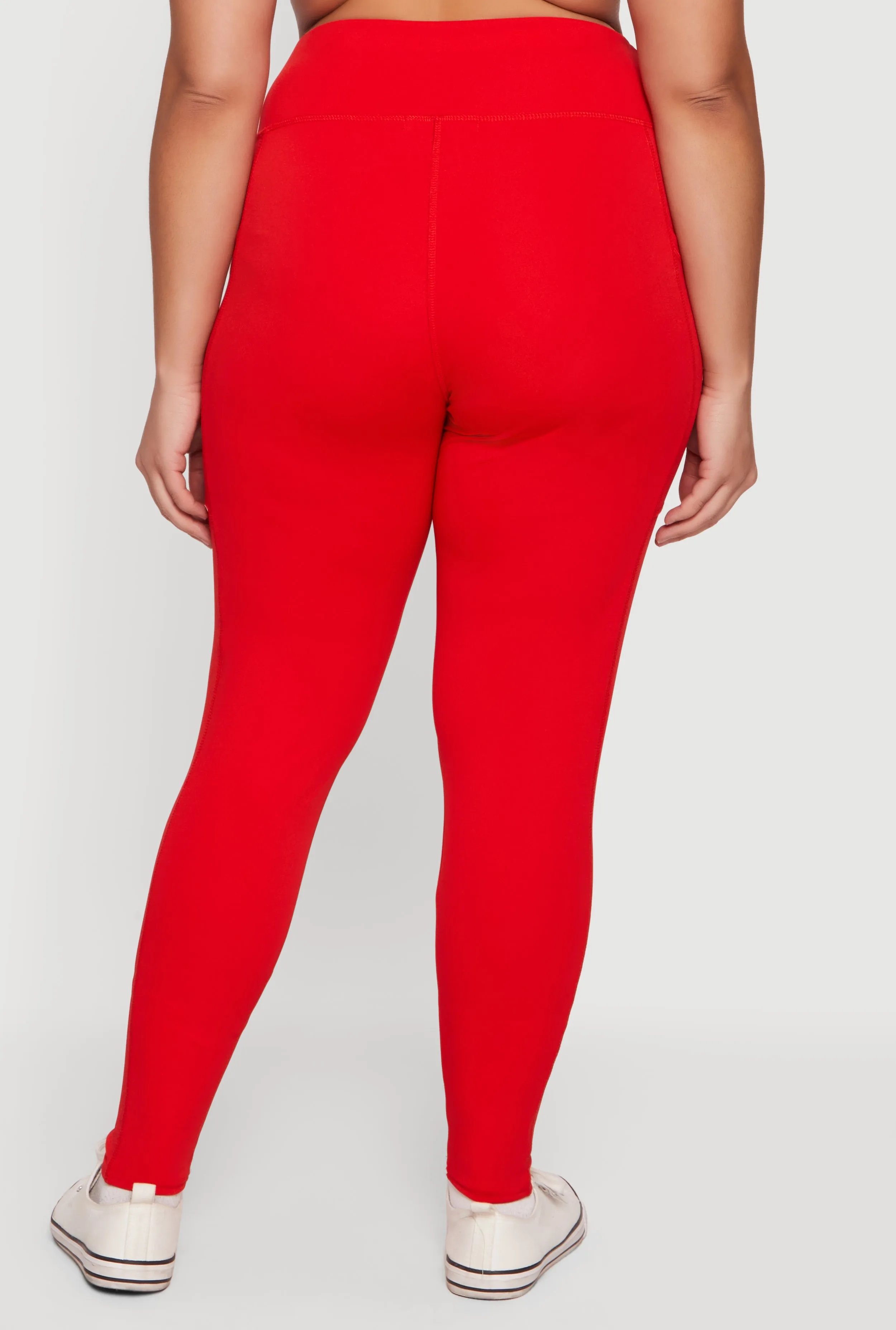 Plus Size Solid High Waisted Leggings with Cell Phone Pockets sold by Rainbow product image thumbnail 5