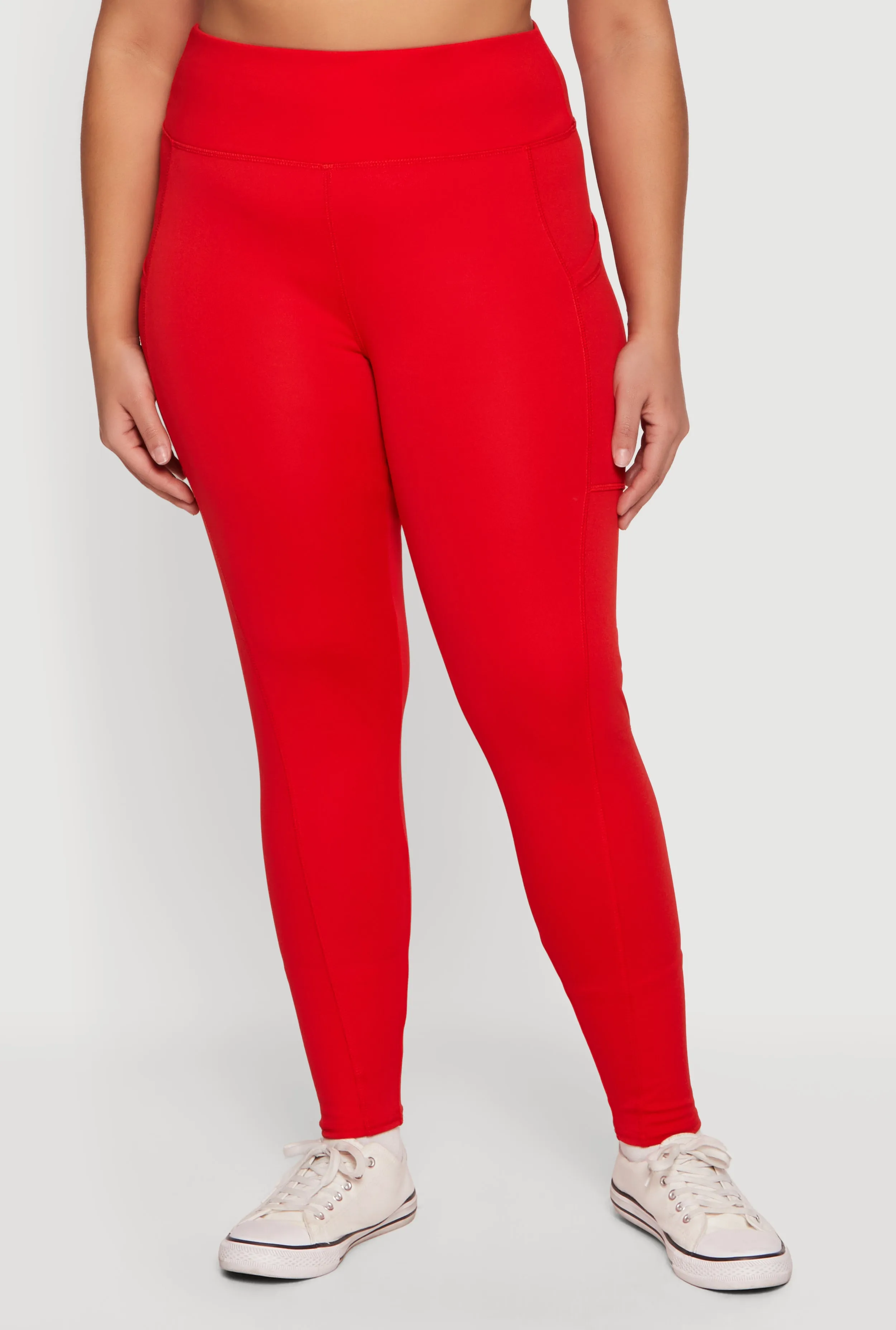 Plus Size Solid High Waisted Leggings with Cell Phone Pockets sold by Rainbow product image thumbnail 3