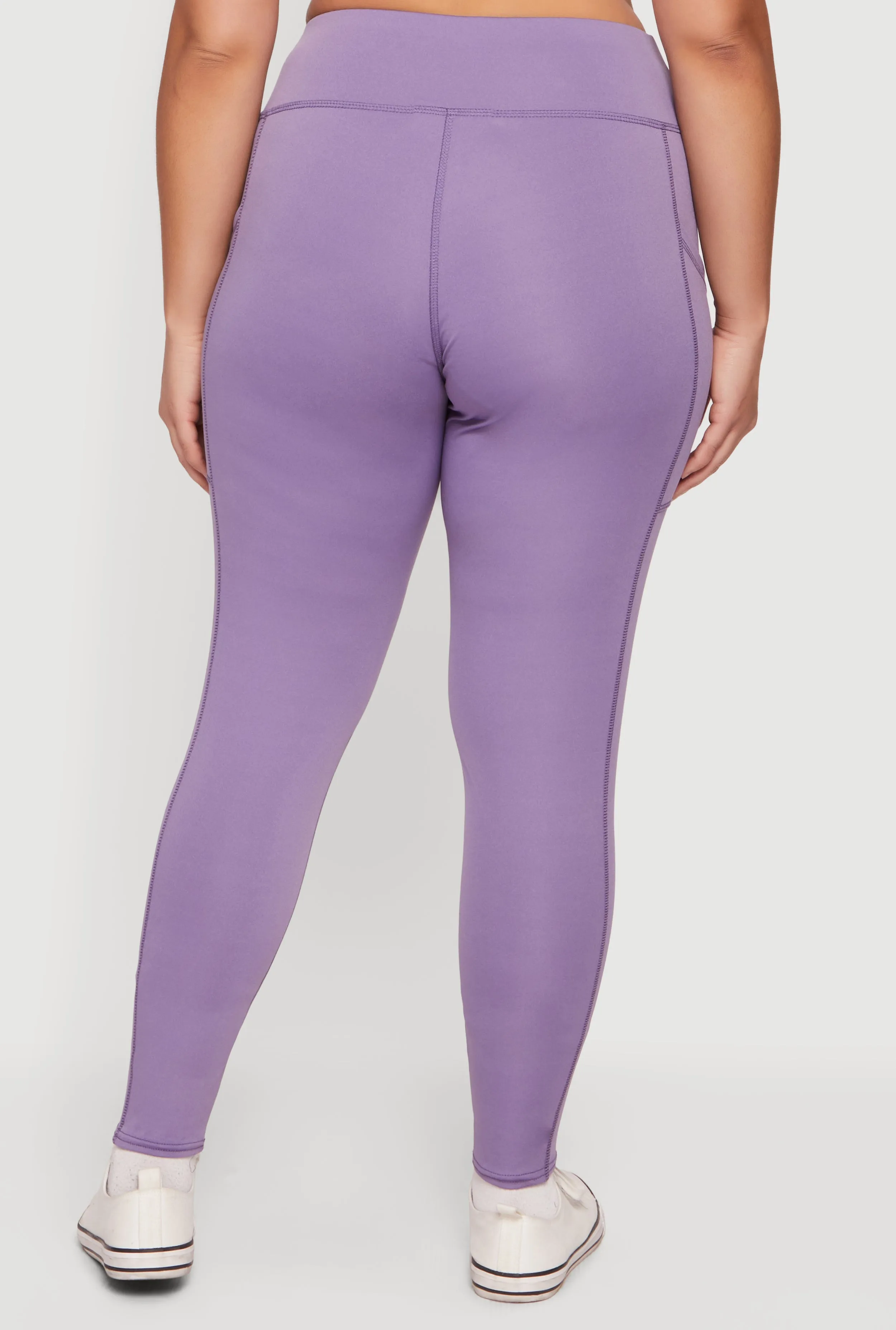 Plus Size Solid High Waisted Leggings with Cell Phone Pockets sold by Rainbow product image thumbnail 5