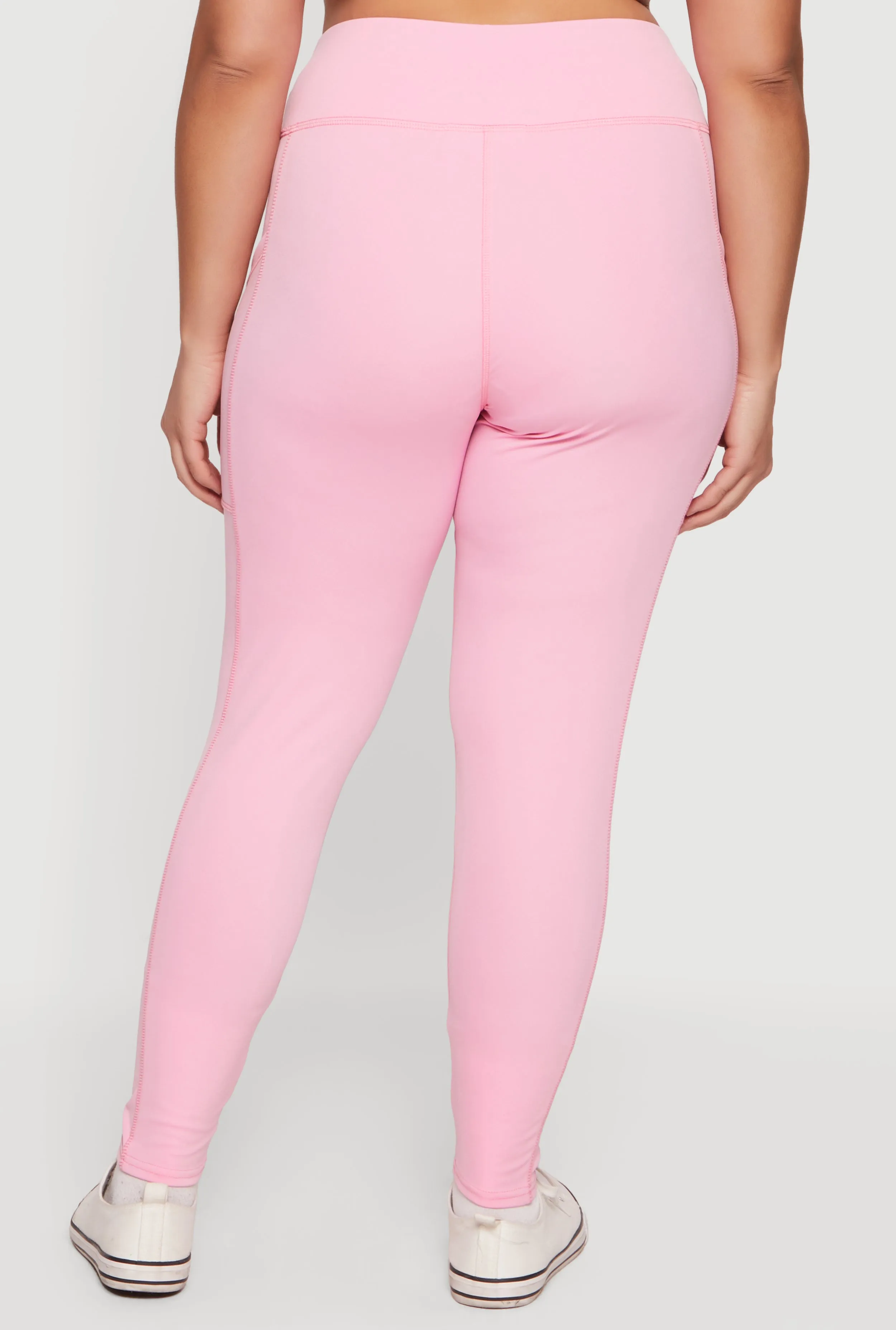 Plus Size Solid High Waisted Leggings with Cell Phone Pockets sold by Rainbow product image thumbnail 5