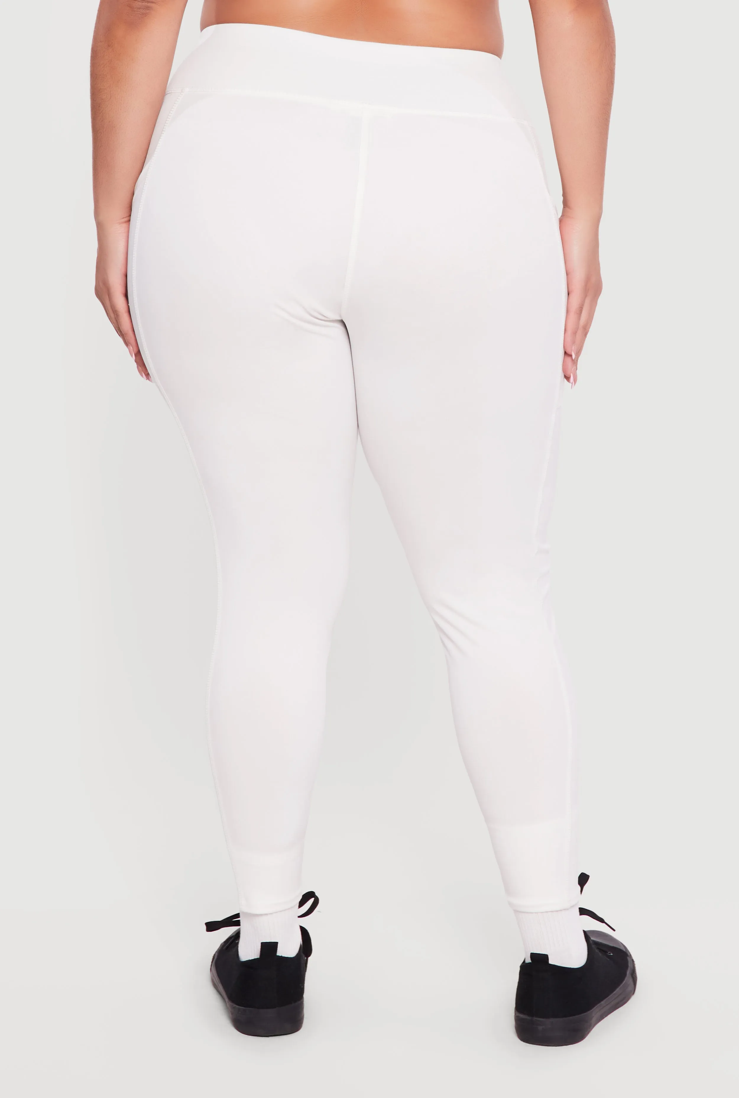 Plus Size Solid High Waisted Leggings with Cell Phone Pockets sold by Rainbow product image thumbnail 5