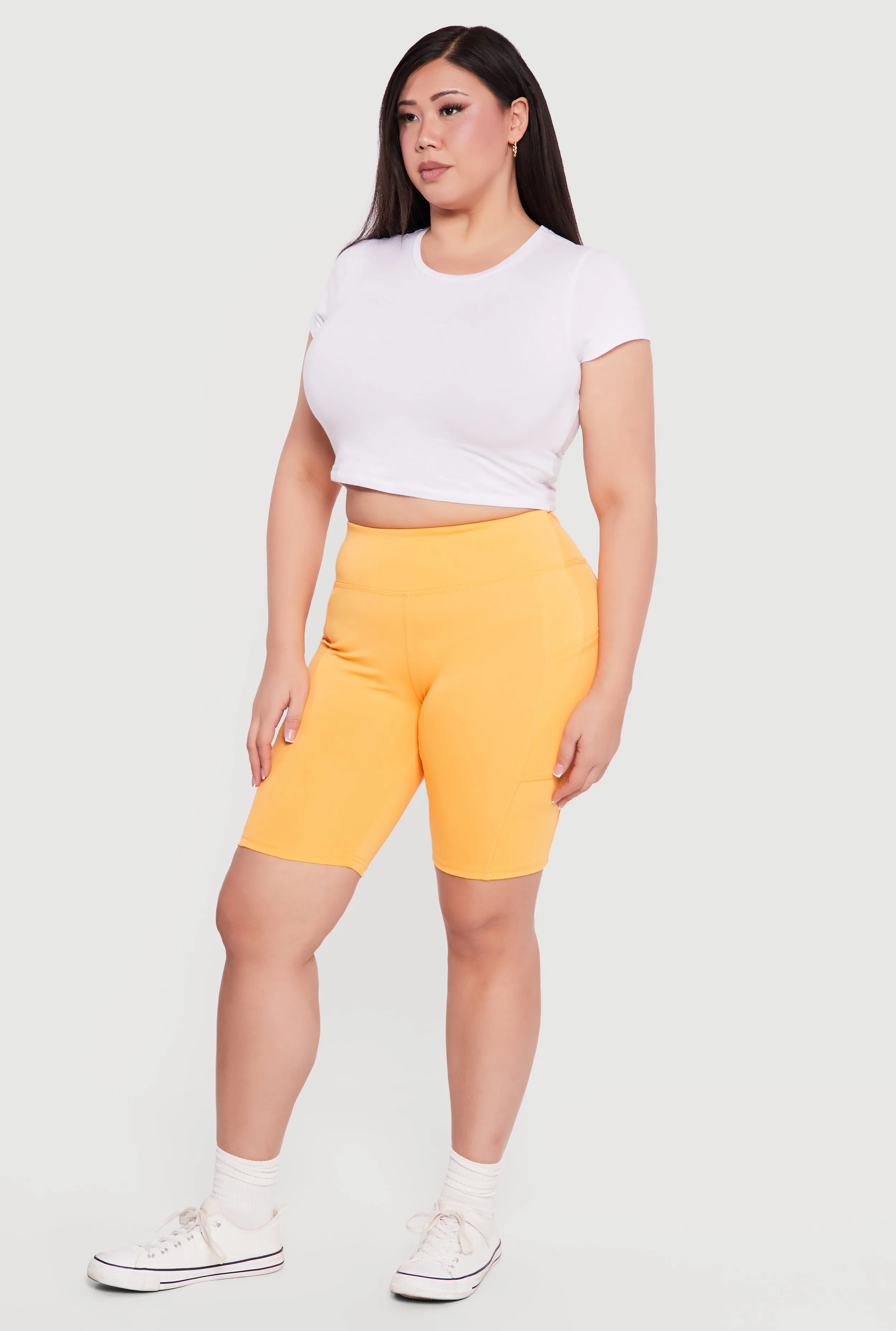 Plus Size High Waisted Bike Shorts with Cell Phone Pockets sold by Rainbow product image thumbnail 2