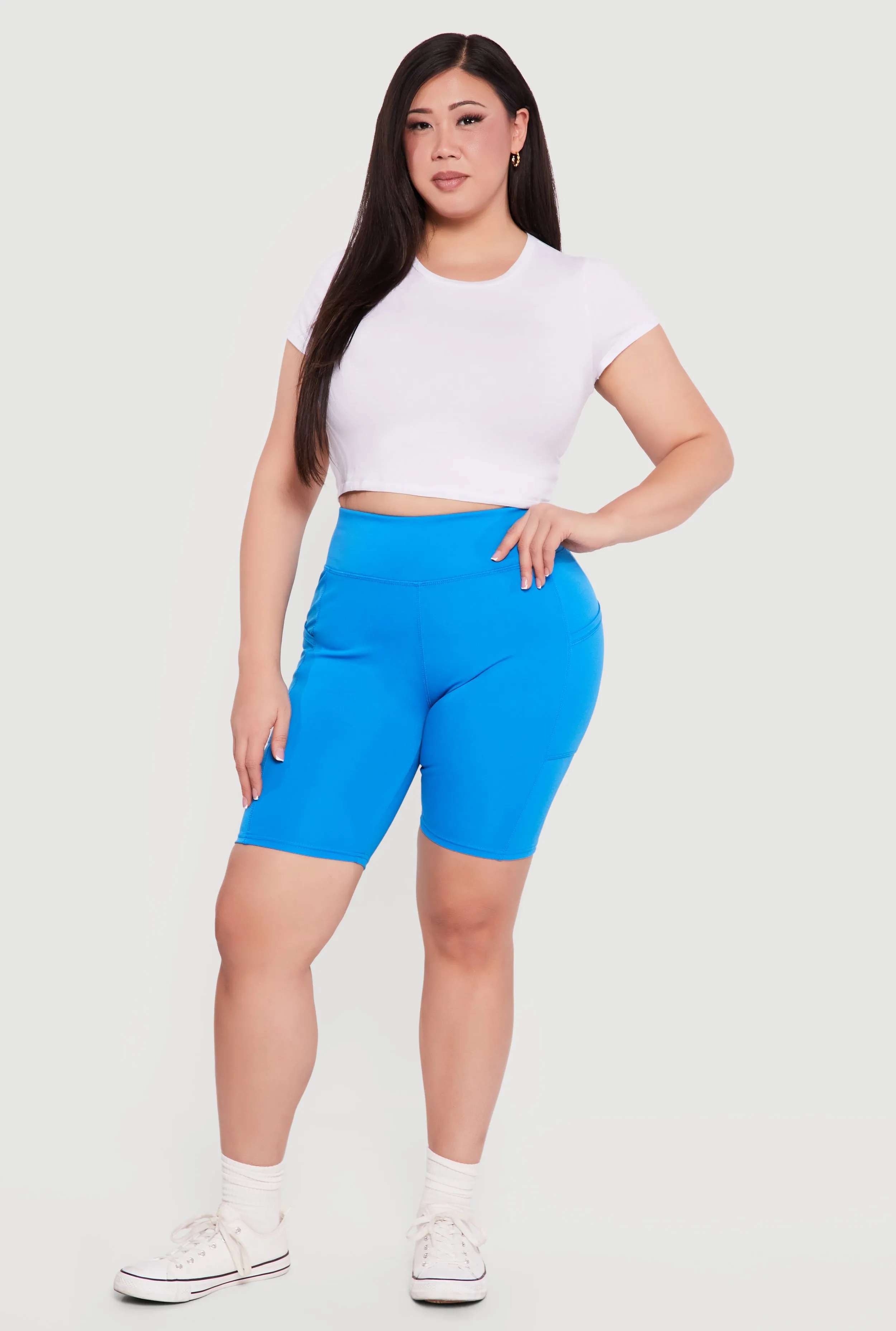 Plus Size High Waisted Bike Shorts with Cell Phone Pockets sold by Rainbow product image thumbnail 4