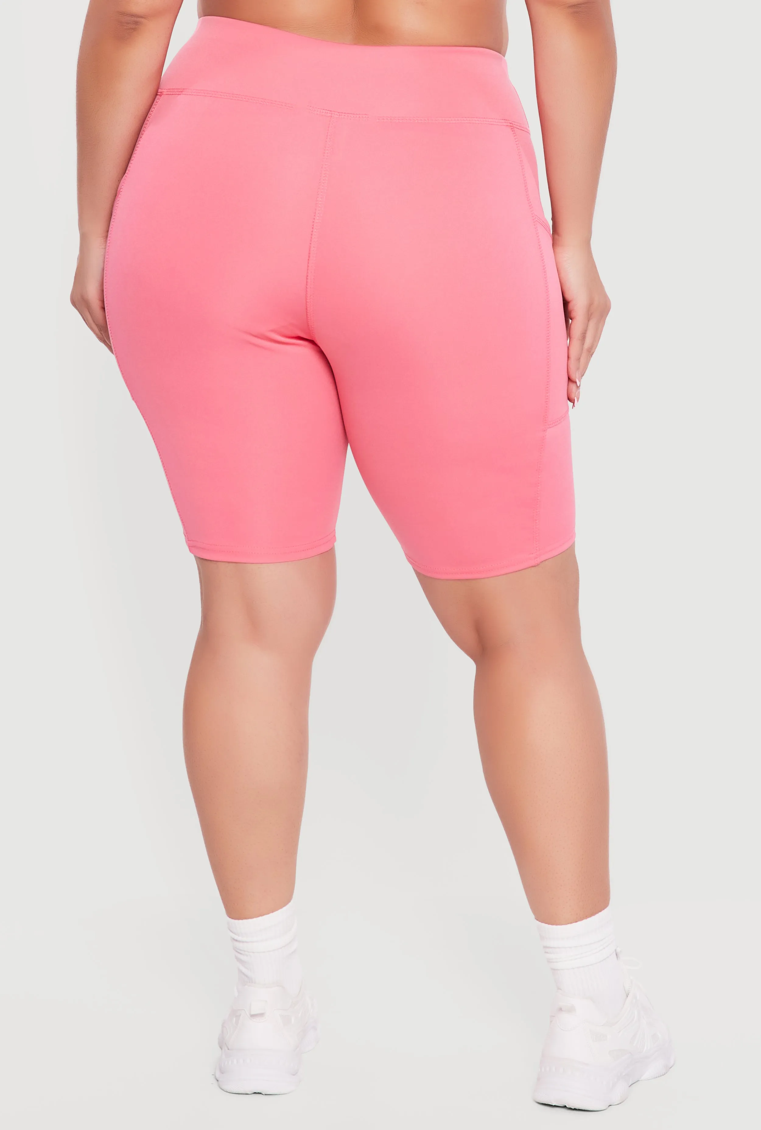 Plus Size High Waisted Bike Shorts with Cell Phone Pockets sold by Rainbow product image thumbnail 5
