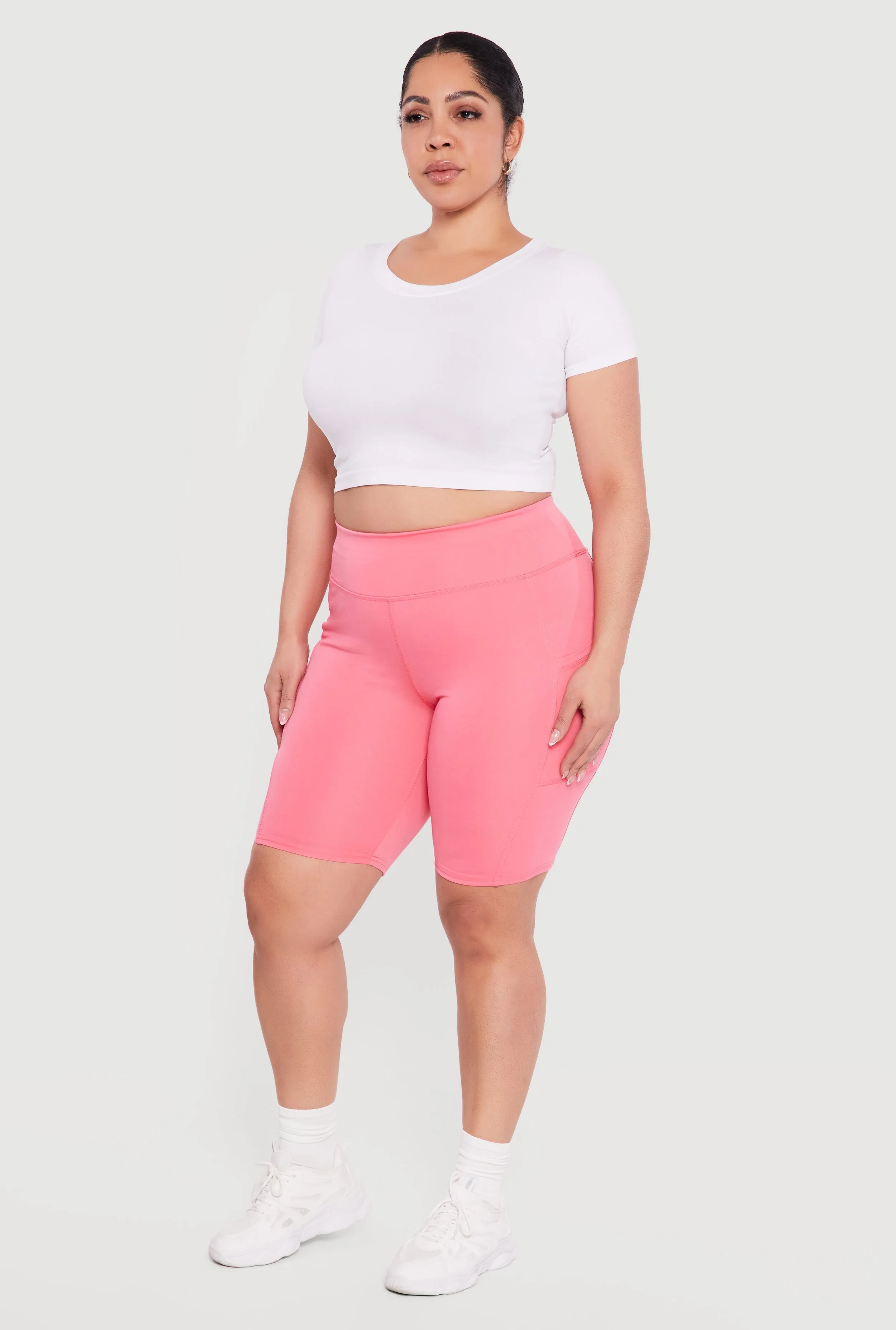 Plus Size High Waisted Bike Shorts with Cell Phone Pockets sold by Rainbow product image thumbnail 2