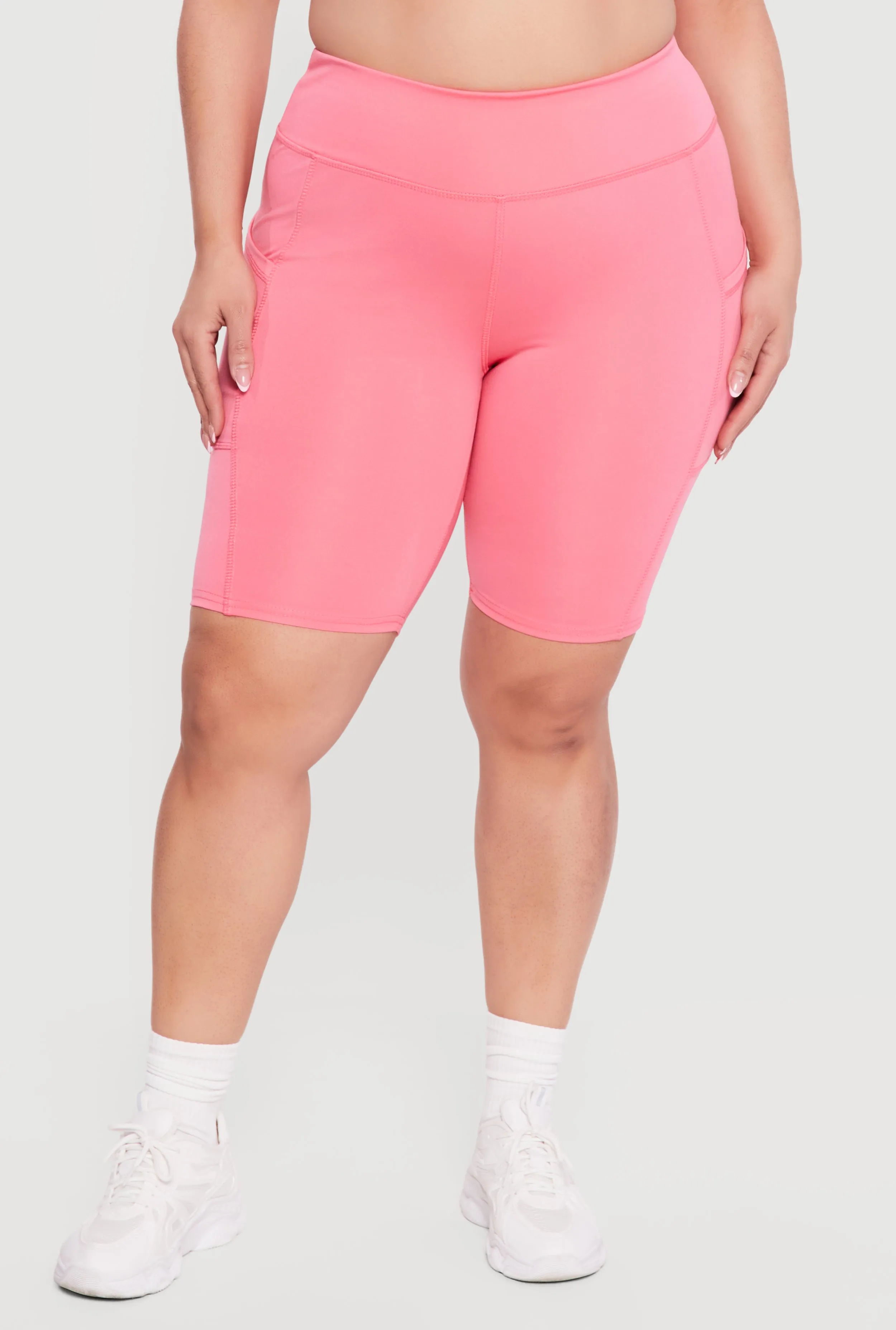 Plus Size High Waisted Bike Shorts with Cell Phone Pockets sold by Rainbow product image thumbnail 3