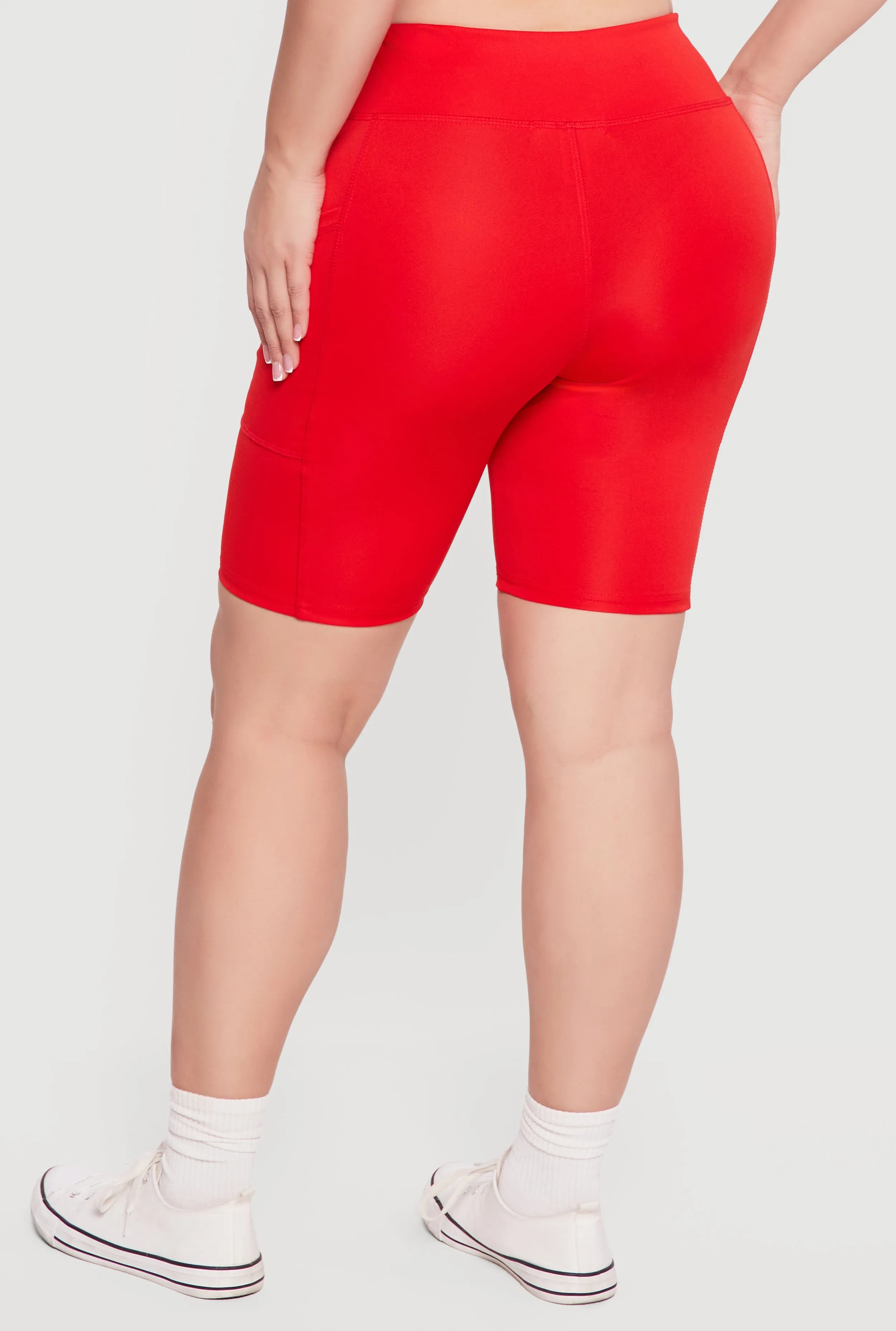 Plus Size High Waisted Bike Shorts with Cell Phone Pockets sold by Rainbow product image thumbnail 5