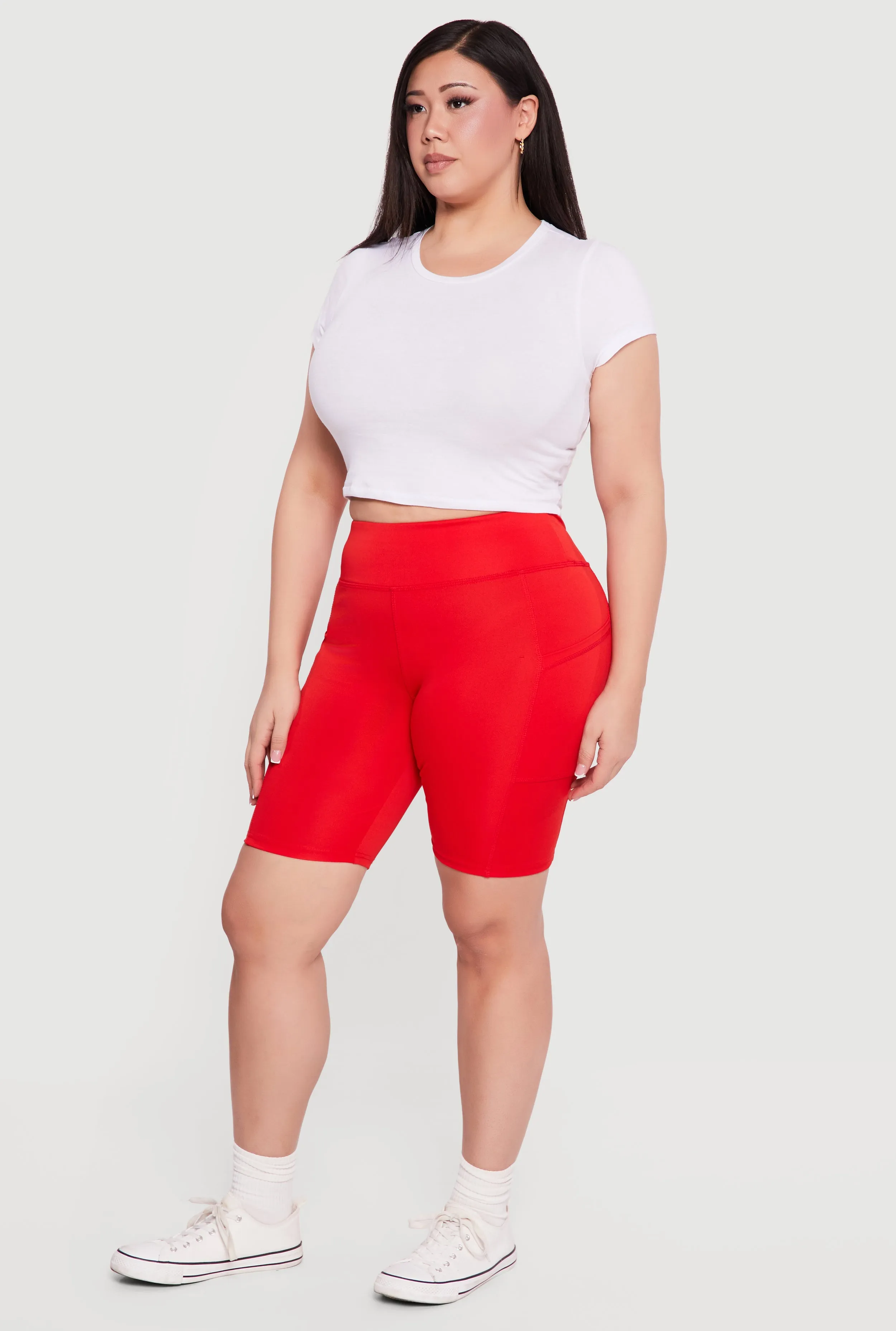 Plus Size High Waisted Bike Shorts with Cell Phone Pockets sold by Rainbow product image thumbnail 2
