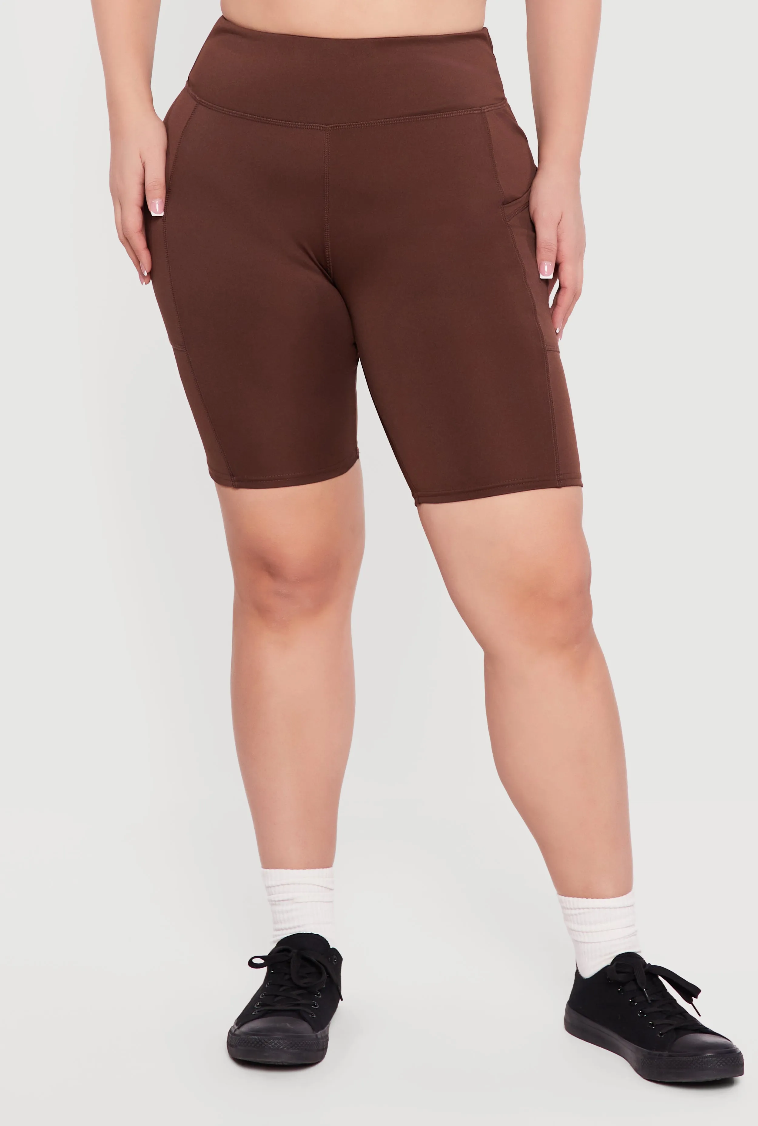 Plus Size High Waisted Bike Shorts with Cell Phone Pockets sold by Rainbow product image thumbnail 3