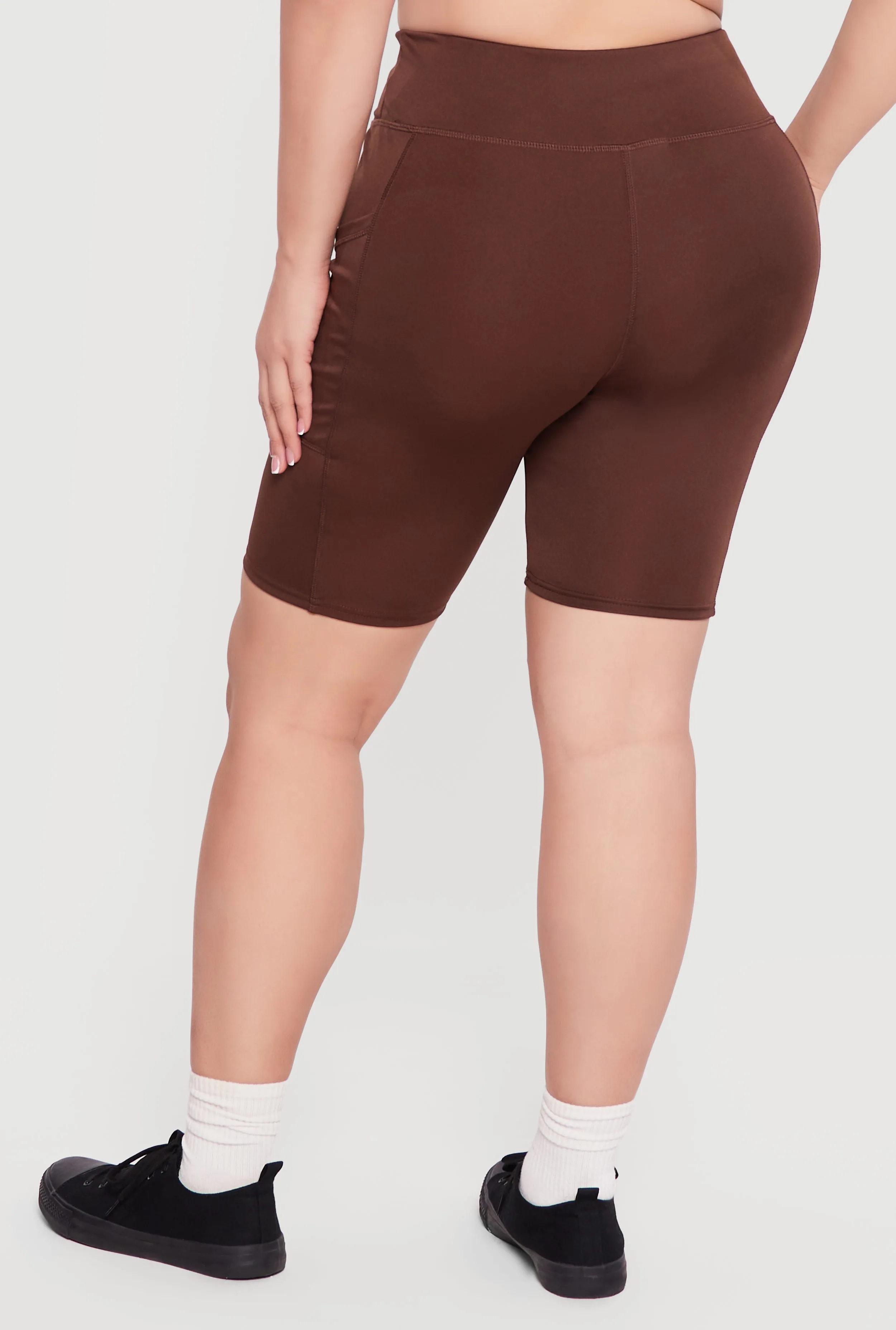 Plus Size High Waisted Bike Shorts with Cell Phone Pockets sold by Rainbow product image thumbnail 5