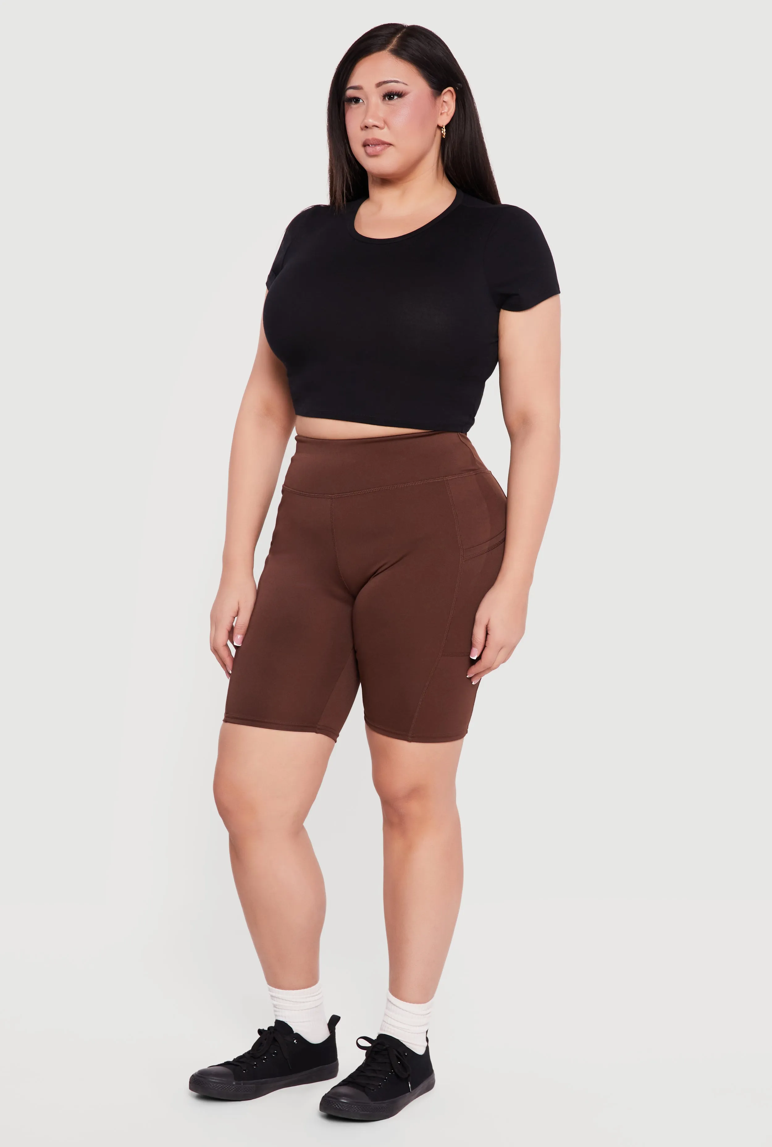 Plus Size High Waisted Bike Shorts with Cell Phone Pockets sold by Rainbow product image thumbnail 2