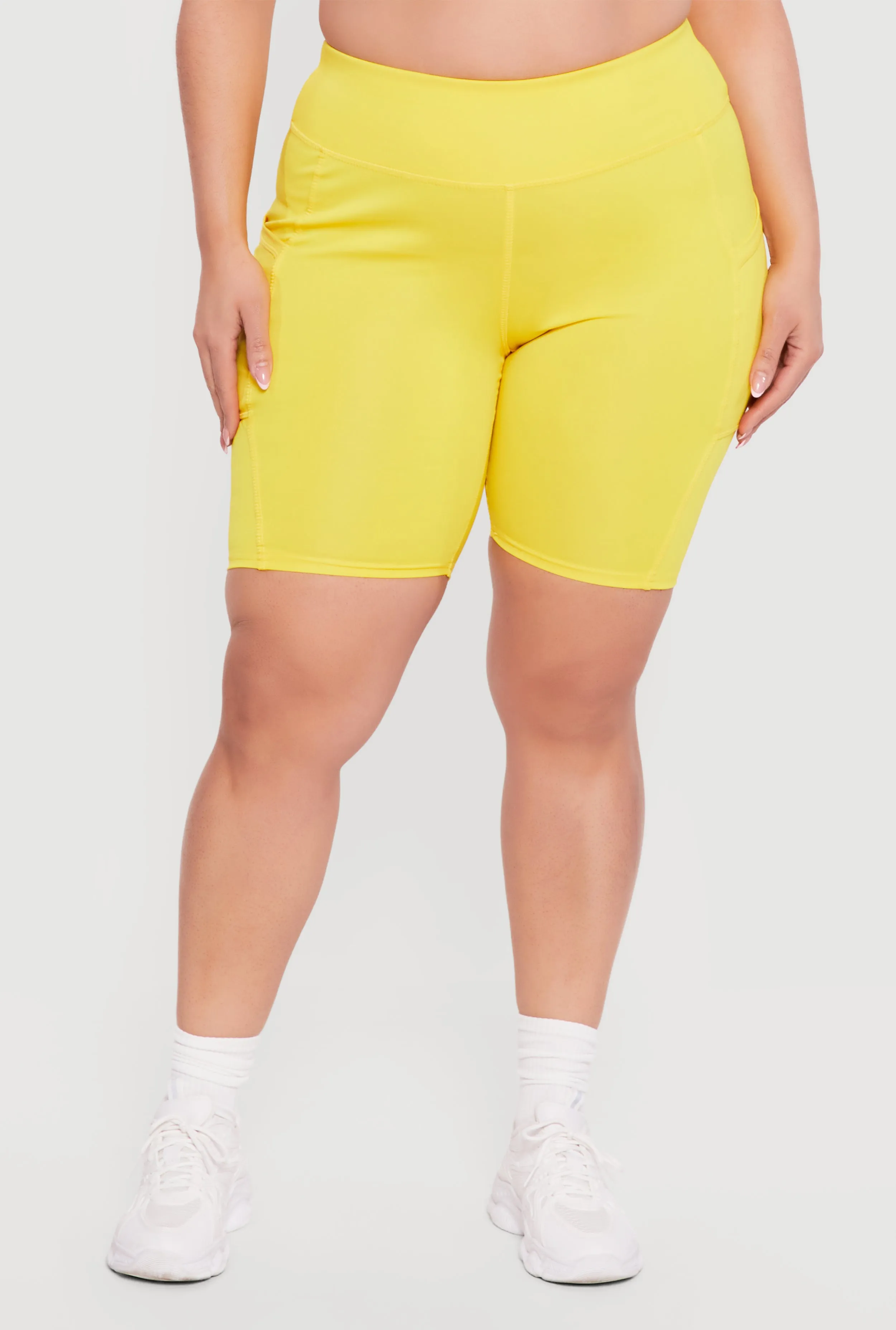 Plus Size High Waisted Bike Shorts with Cell Phone Pockets sold by Rainbow product image thumbnail 3