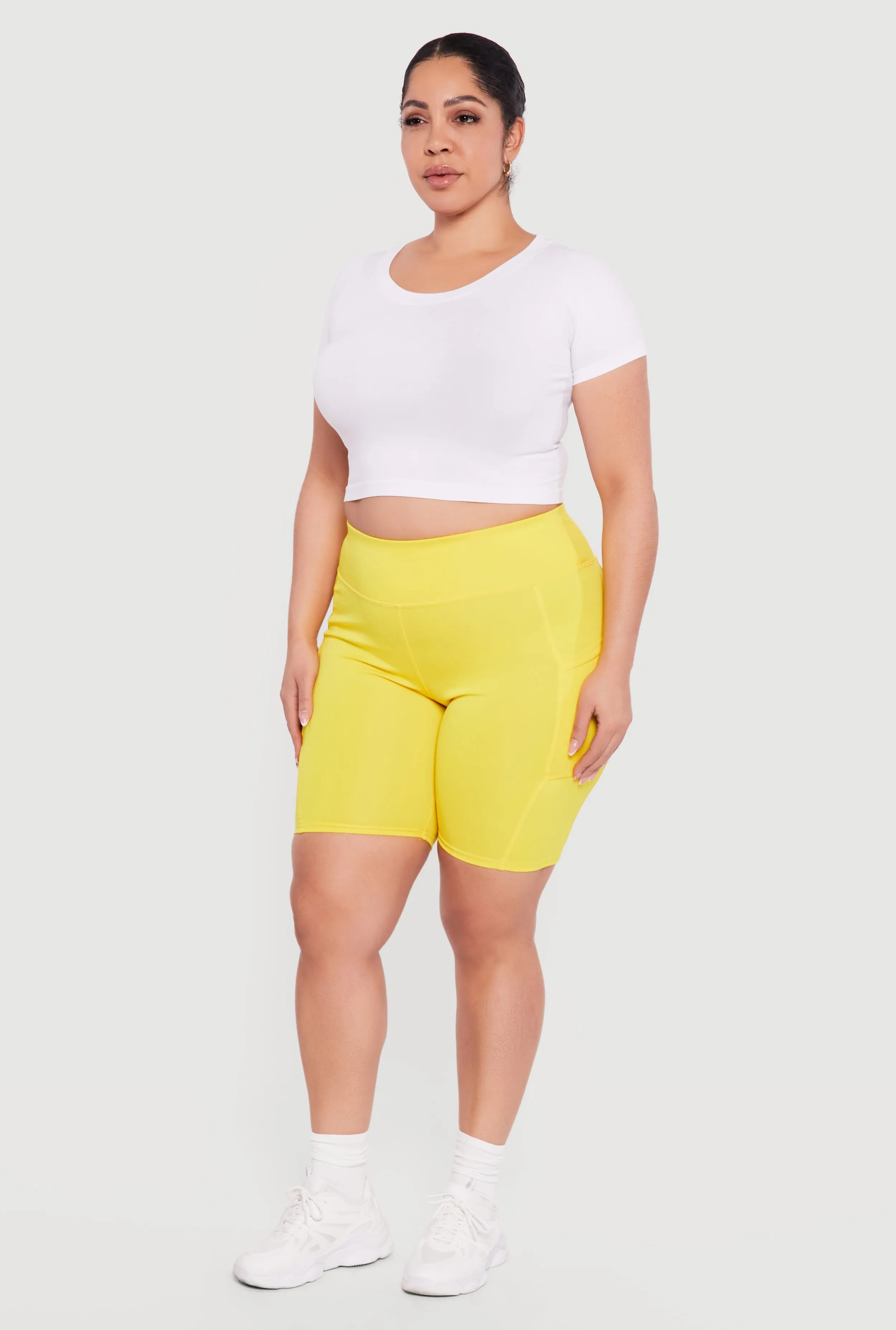 Plus Size High Waisted Bike Shorts with Cell Phone Pockets sold by Rainbow product image thumbnail 2