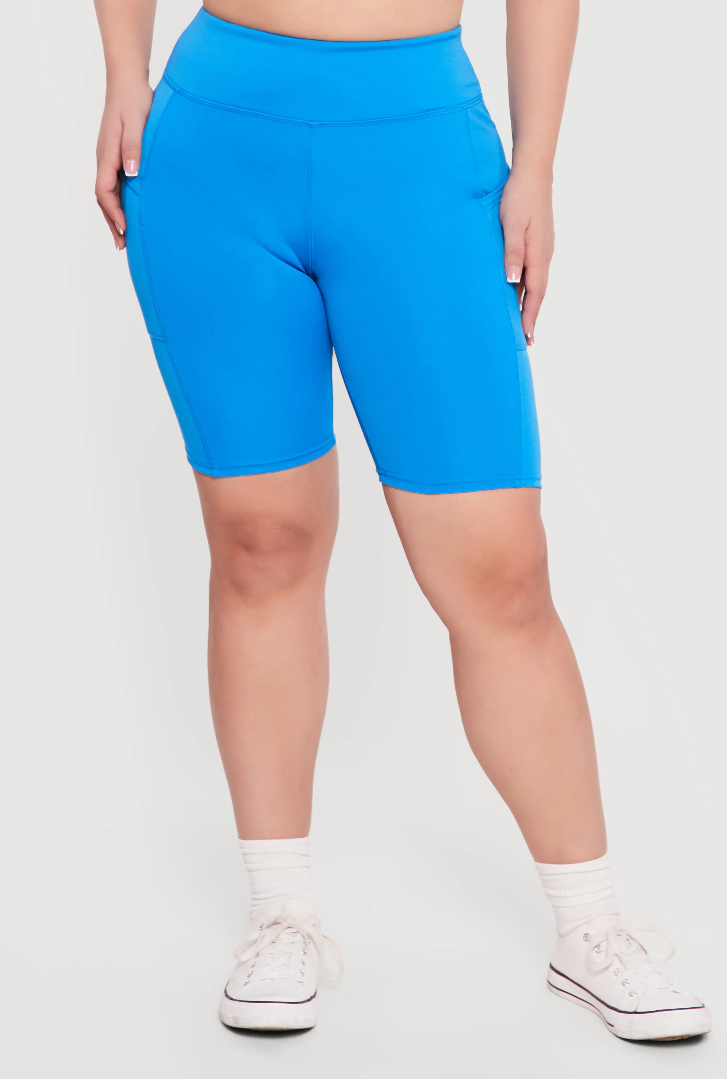 Plus Size High Waisted Bike Shorts with Cell Phone Pockets sold by Rainbow product image thumbnail 3