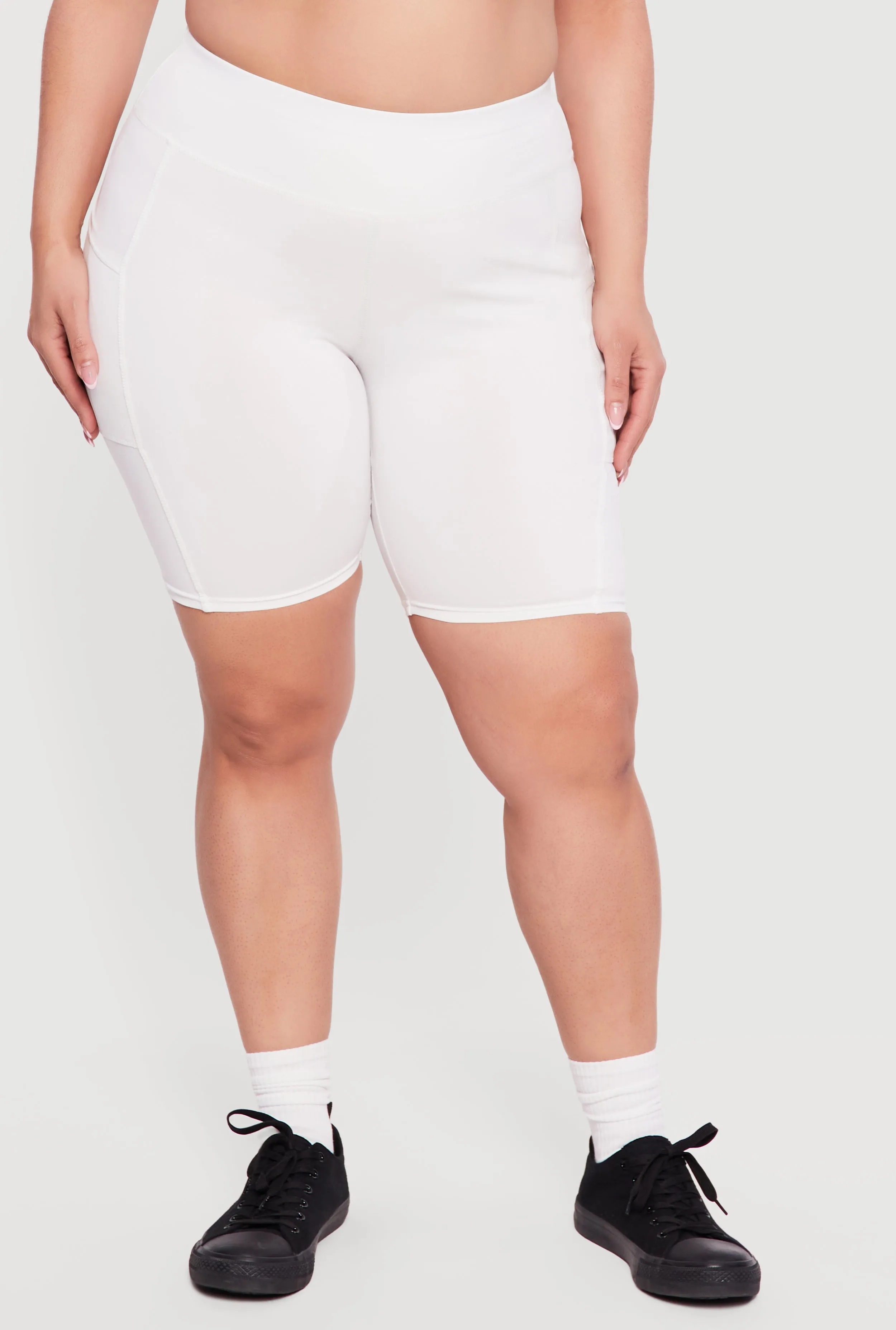Plus Size High Waisted Bike Shorts with Cell Phone Pockets sold by Rainbow product image thumbnail 3