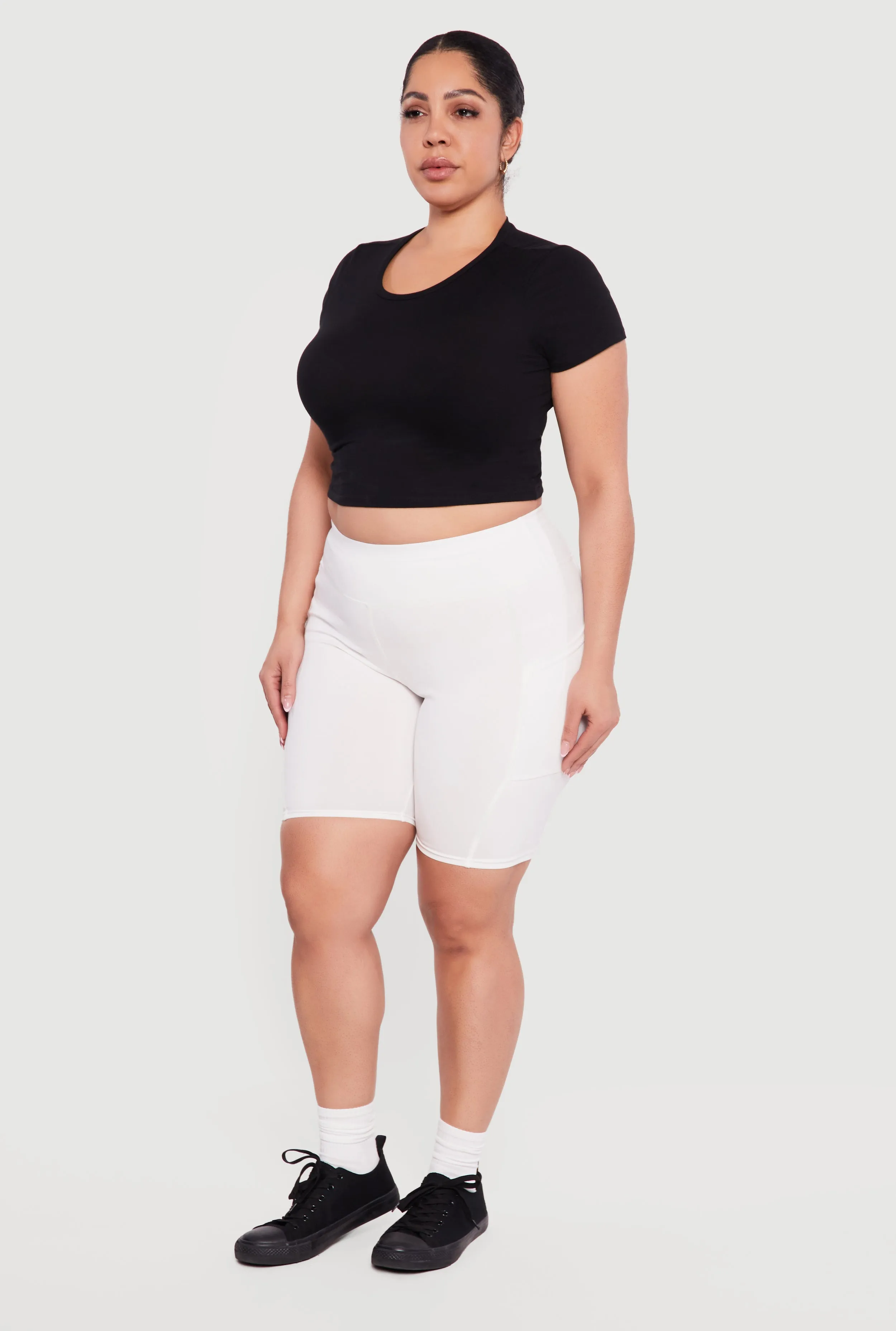 Plus Size High Waisted Bike Shorts with Cell Phone Pockets sold by Rainbow product image thumbnail 2