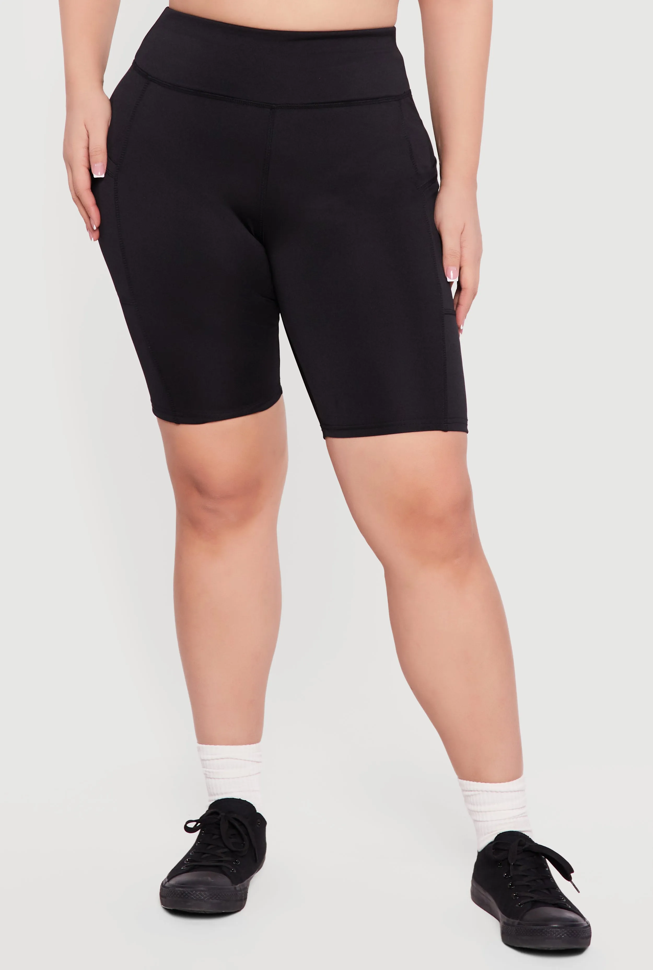 Plus Size High Waisted Bike Shorts with Cell Phone Pockets sold by Rainbow product image thumbnail 3