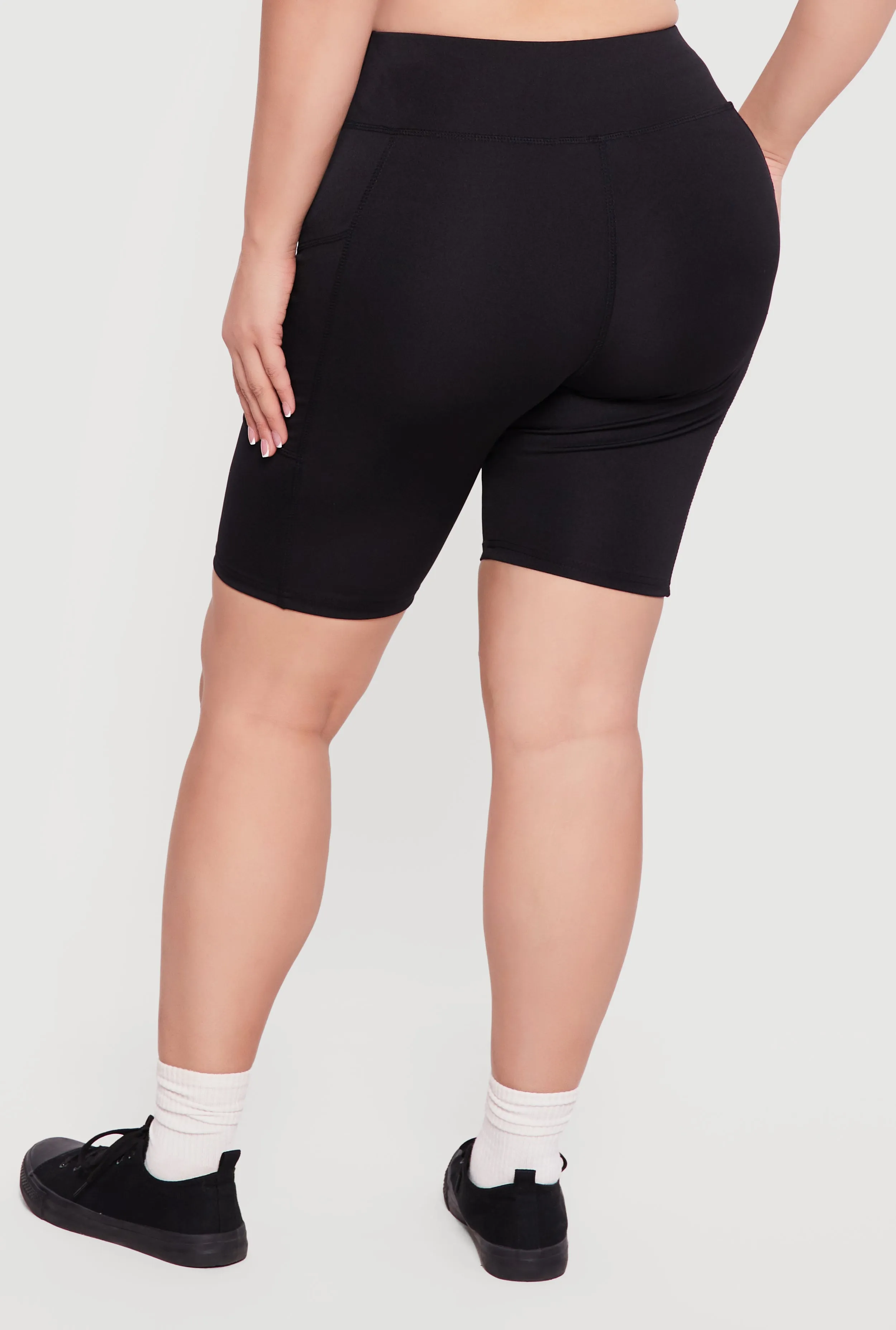 Plus Size High Waisted Bike Shorts with Cell Phone Pockets sold by Rainbow product image thumbnail 5